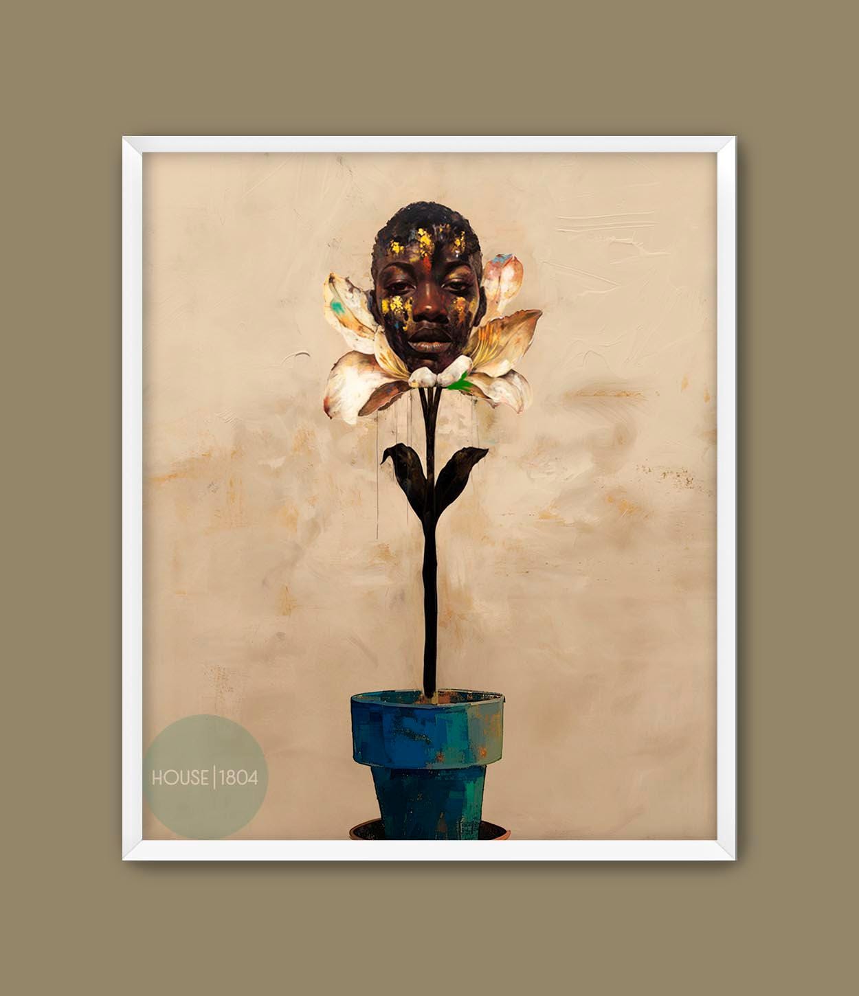 Abstract Black Women Art, Black Women Flower Head Poster, Abstract Flower Art, Black Woman Boho Wall Art, Black Woman Floral Art, Black Home