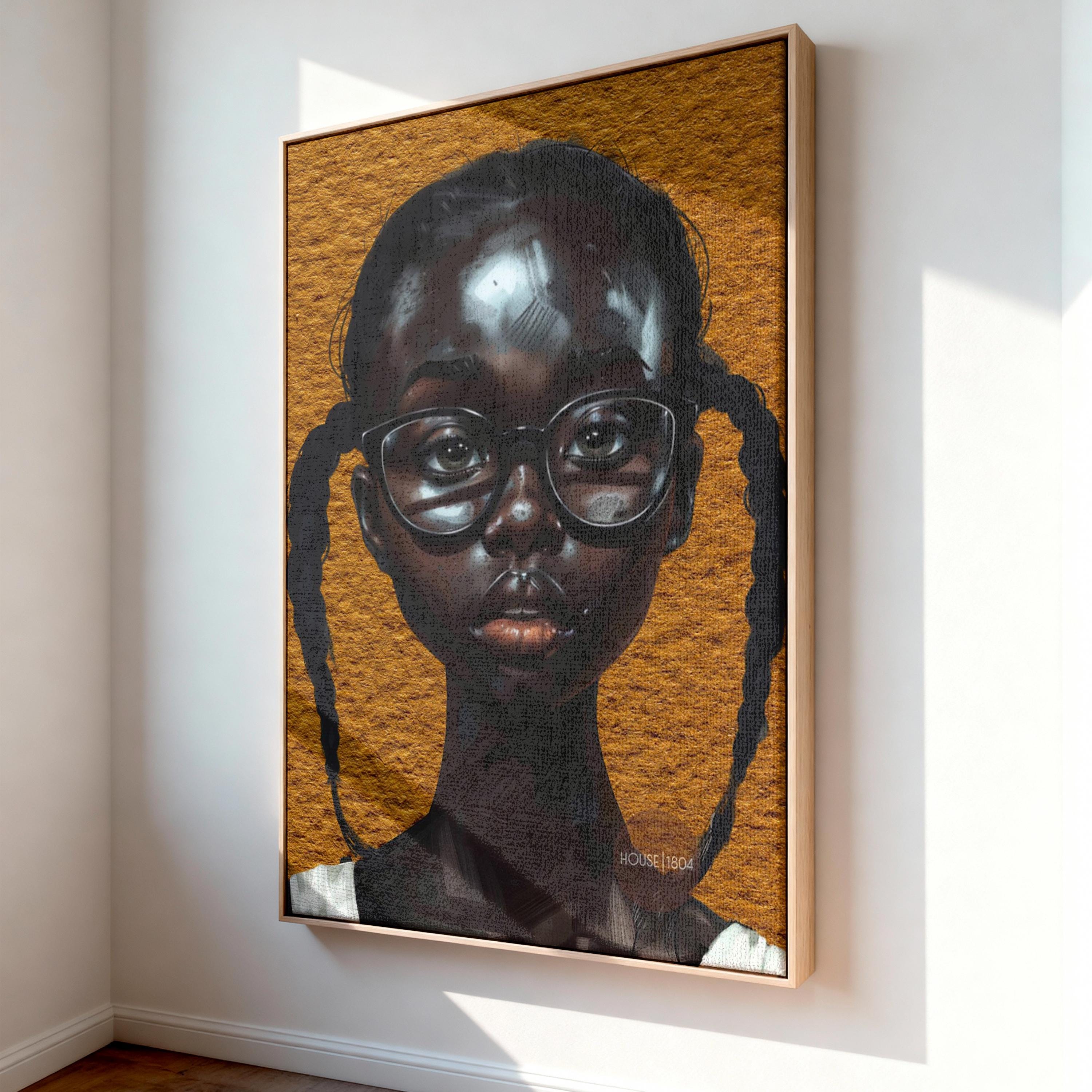 Melanin Art Print - Black Girl Canvas Bold Yellow Art on Hand Stretched Canvas