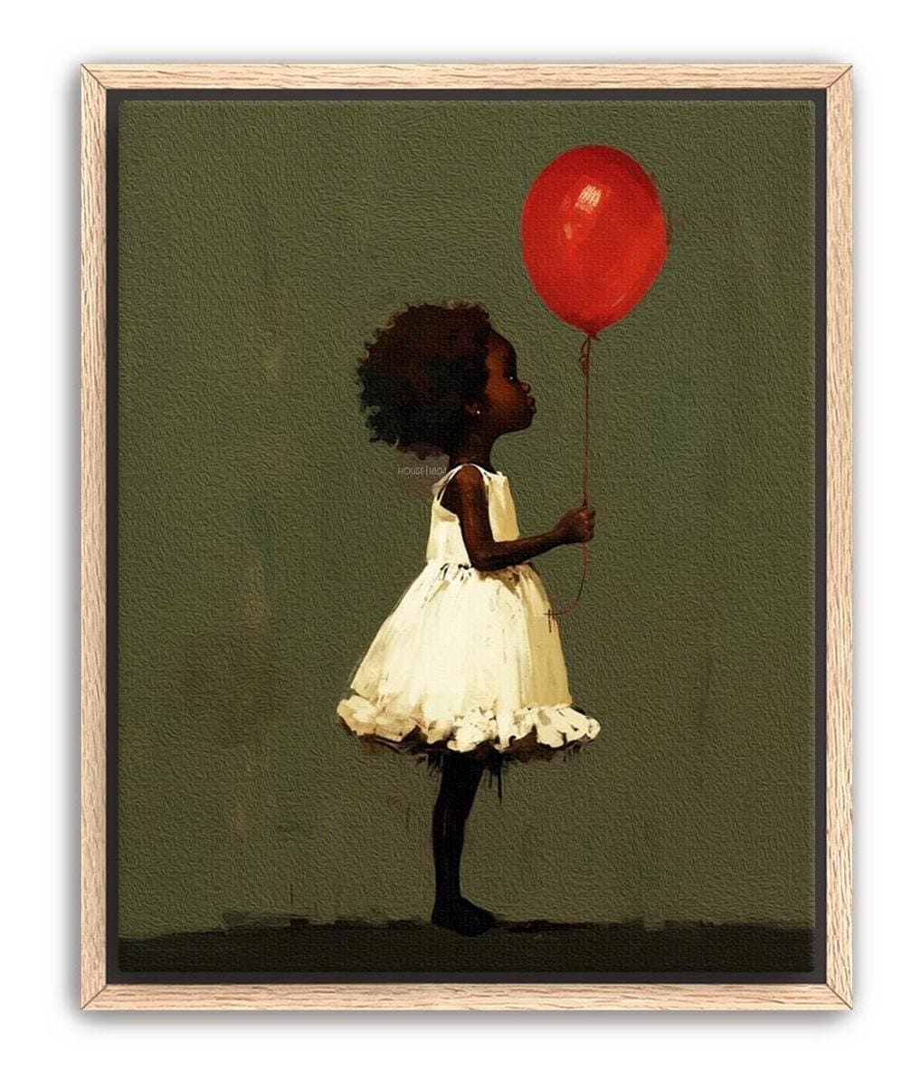 Black Girl Art, Whimsical Balloon Print | Paper Or Canvas, Nursery Wall Decor - Multiple Sizes