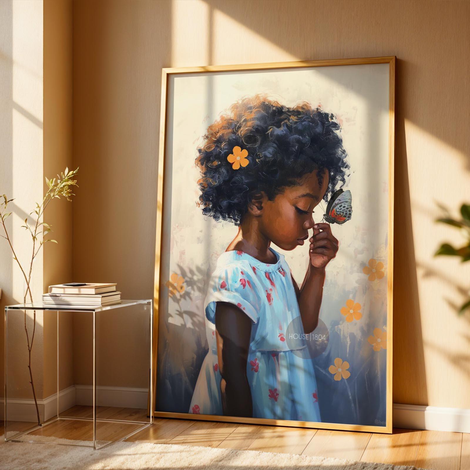 Black Kids Art Prints: African American Girl, Black Folk art, Kids Art Canvas Print
