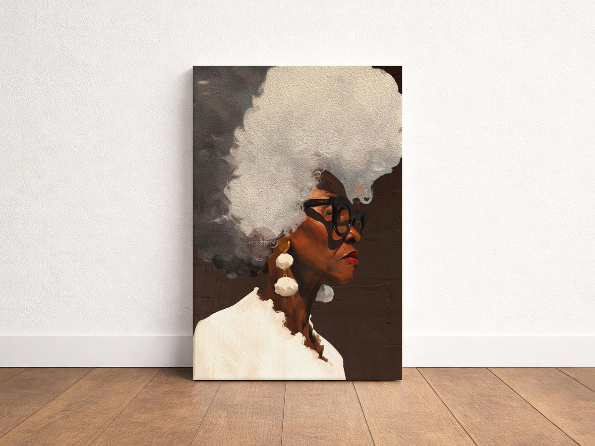 Gray Hair Dont Care, Black Woman Afro Wall Art, Middle Aged Lady Canvas, 50+ Artwork, Abstract