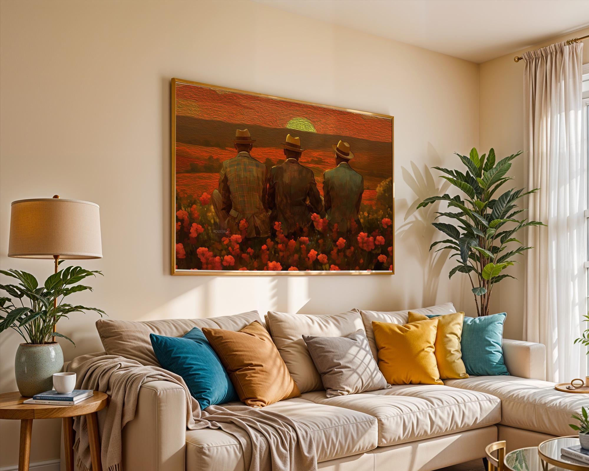 African American Man Canvas, Black Brothers Art, Black Men Wall Art, Brotherhood Art Print, Vintage Style Brotherhood Portrait