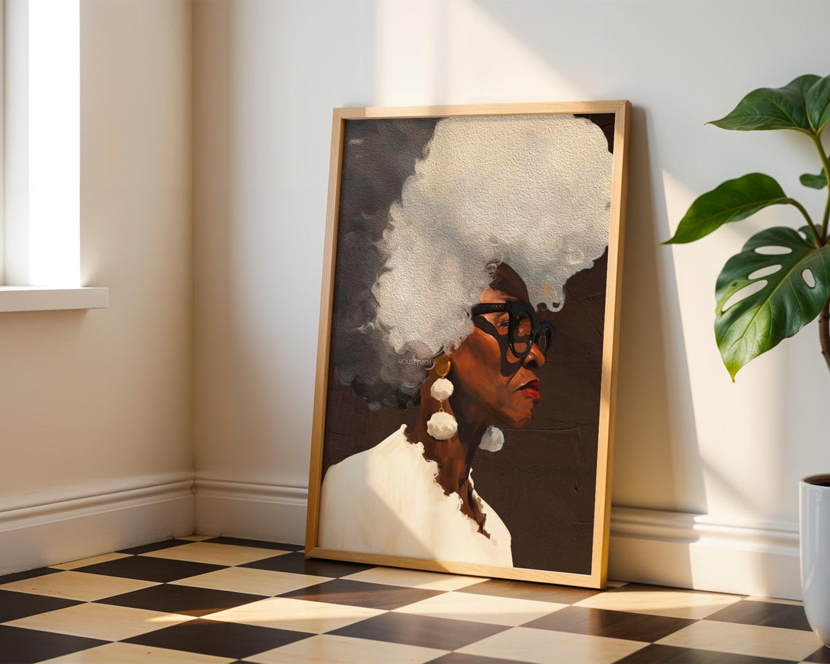 Gray Hair Dont Care, Black Woman Afro Wall Art, Middle Aged Lady Canvas, 50+ Artwork, Abstract