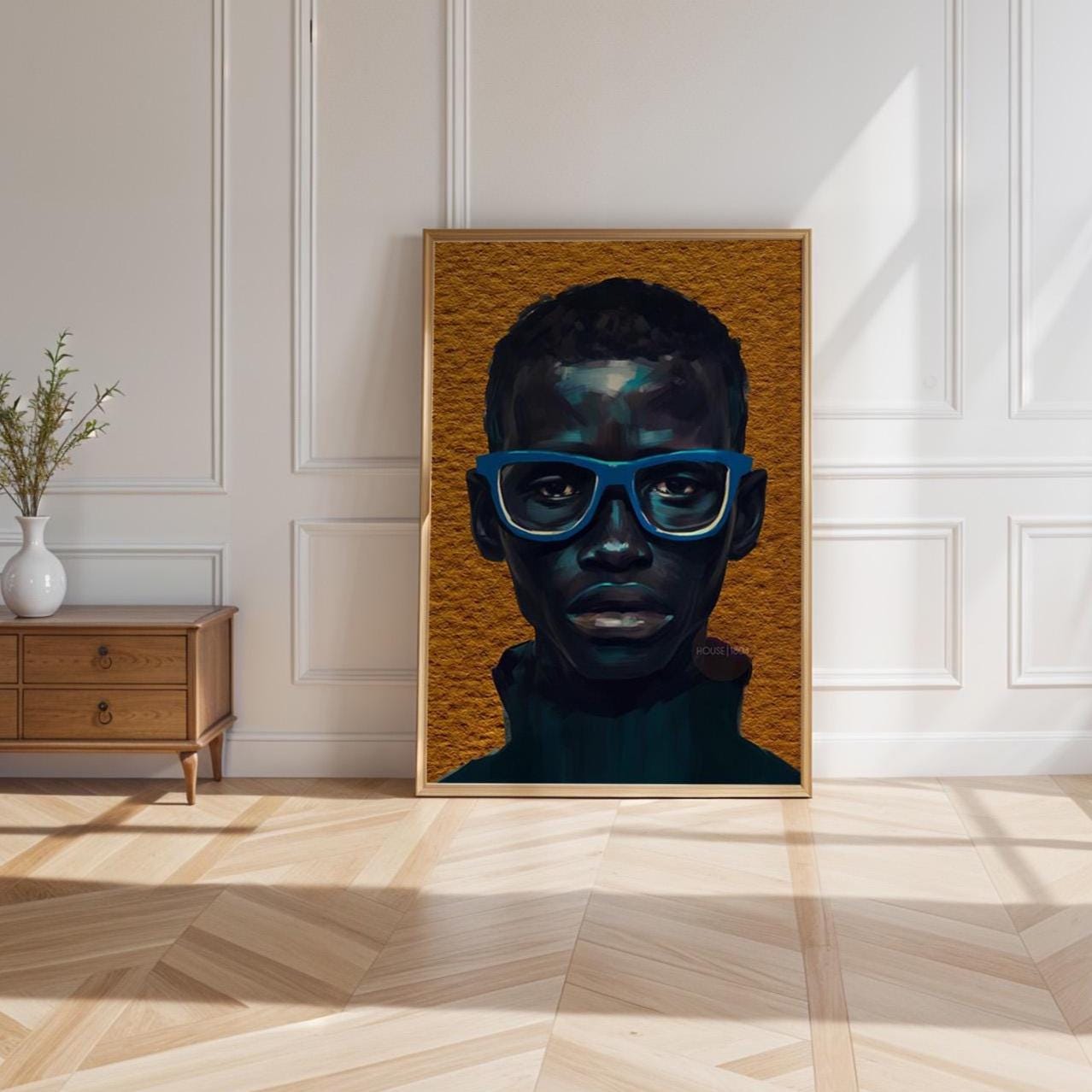 Colorful African American boy portrait canvas art modern kids wall decor