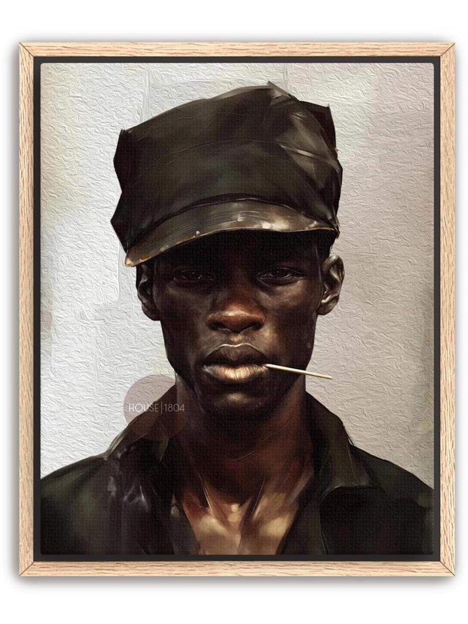 Black Man Art Newspaper Boy Hat Art, Soulful Black Man Canvas Print