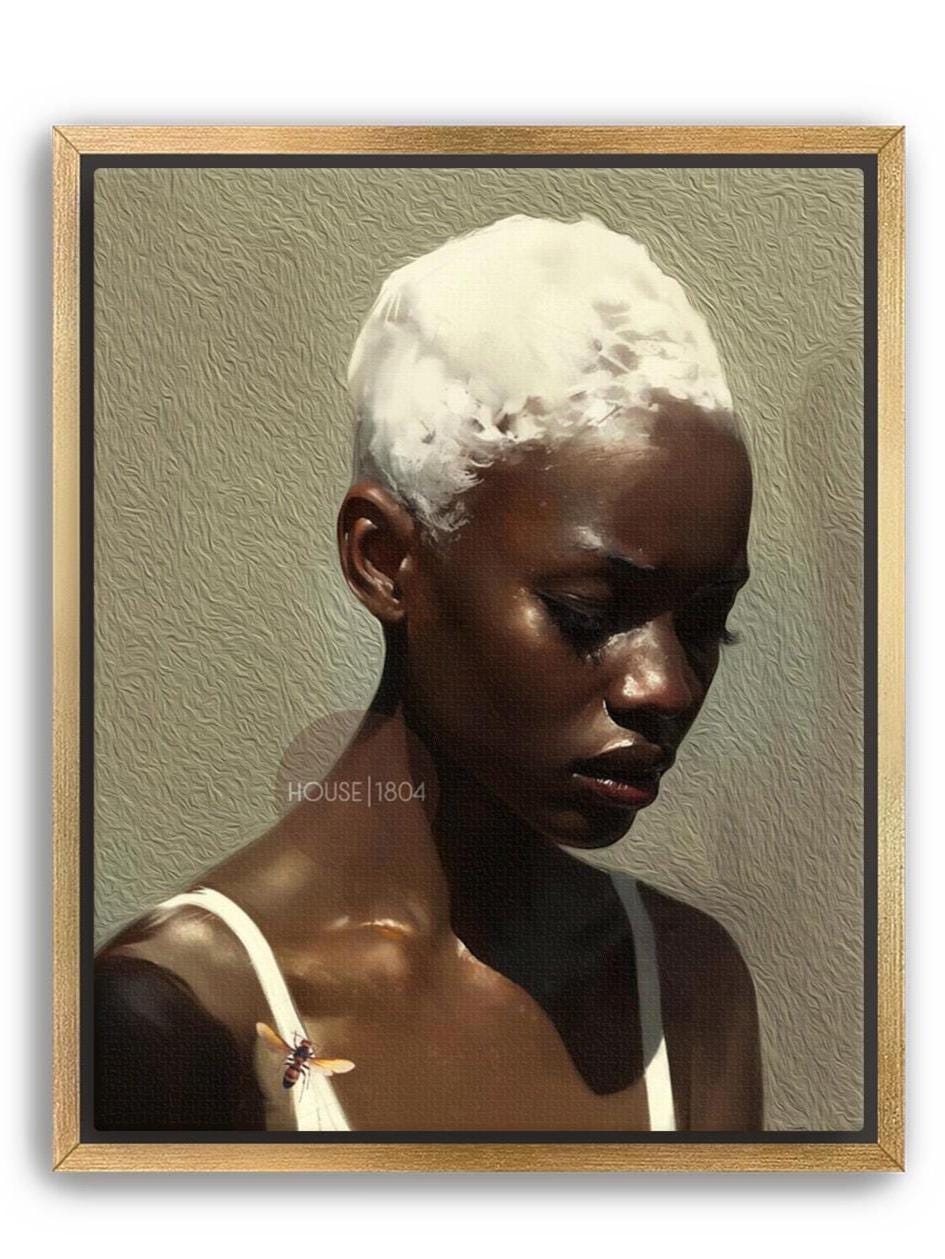 African American Wall Art Print, Modern Minimalist Black Woman Neutral Art