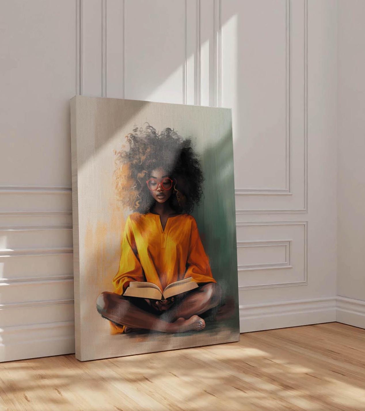 Black Woman Reading Poster, Black Bohemian Art, Black Woman Wall Art, Black Wall Art, African Woman, Black Girl Art, Black Woman Relaxing
