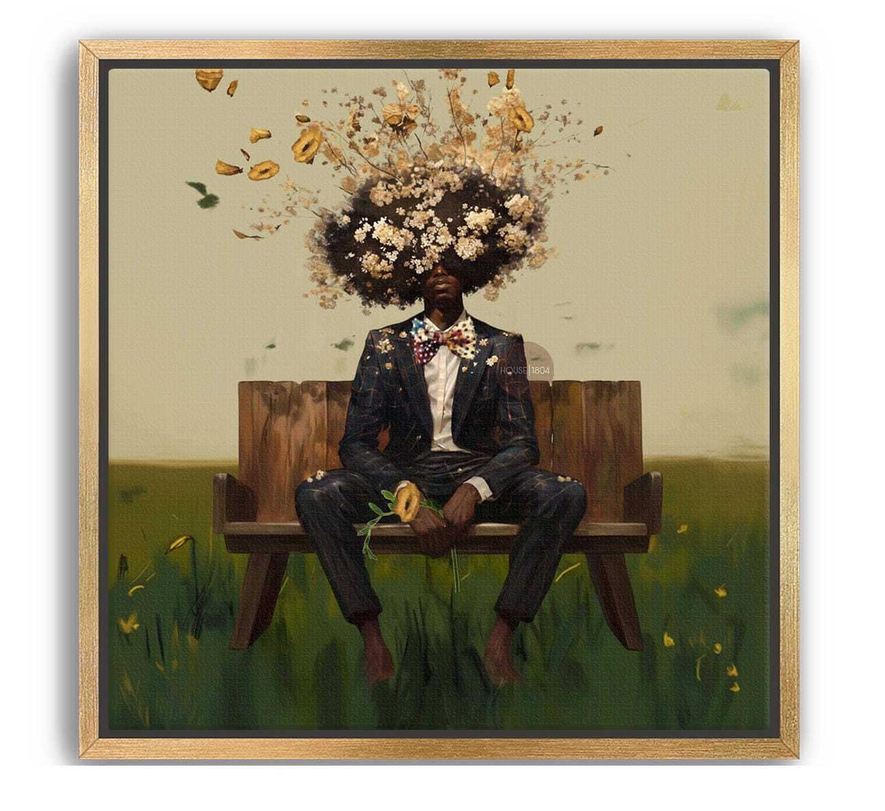 Black Man Afro Art: Square Art Print, Black Man Canvas Wall Art, Abstract Male Portrait Art