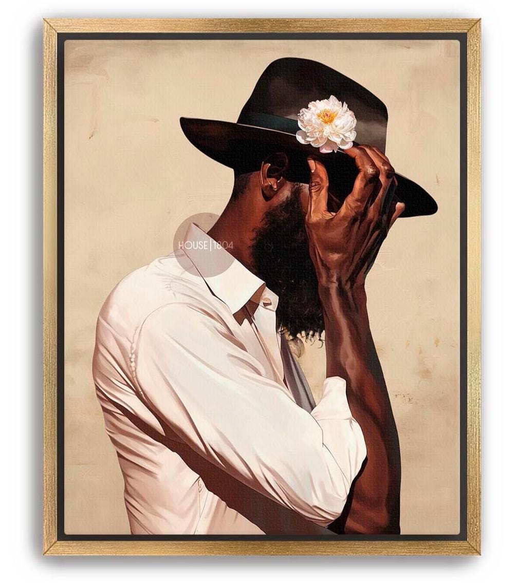 Black Man Portrait Art: Harlem Renaissance Art Print, Beige Background