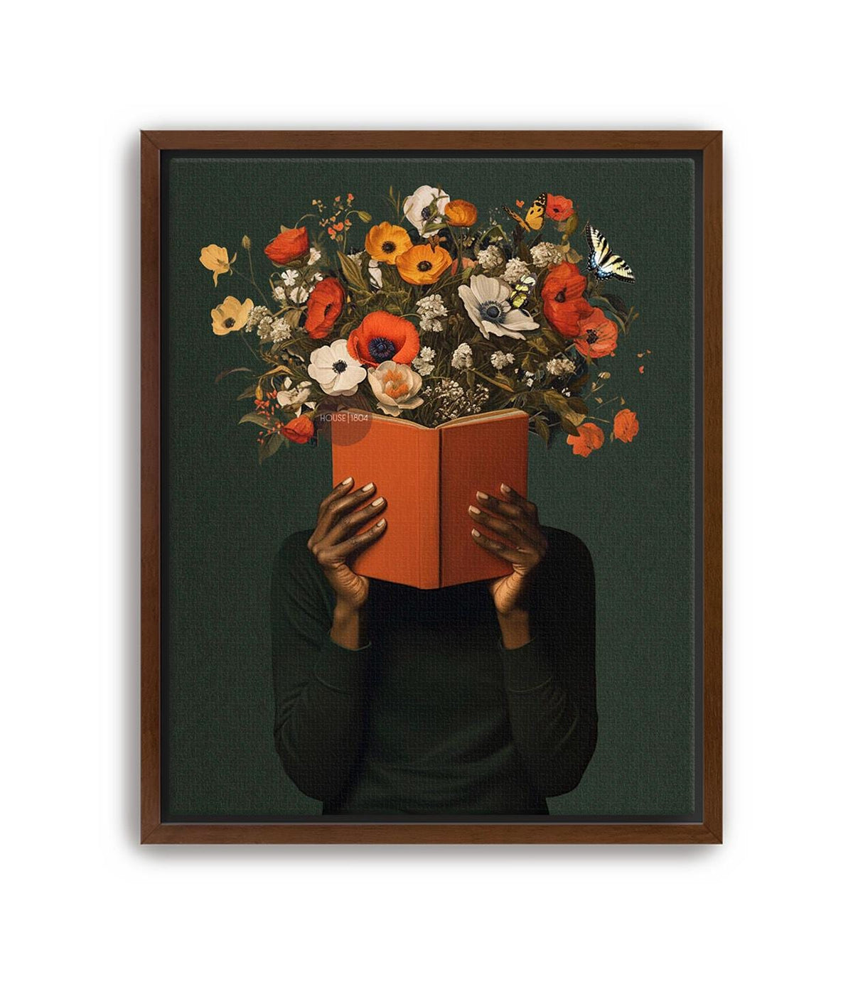 Black Reading Wall Art, African American Book Lover Canvas Print, Framed Unframed Art