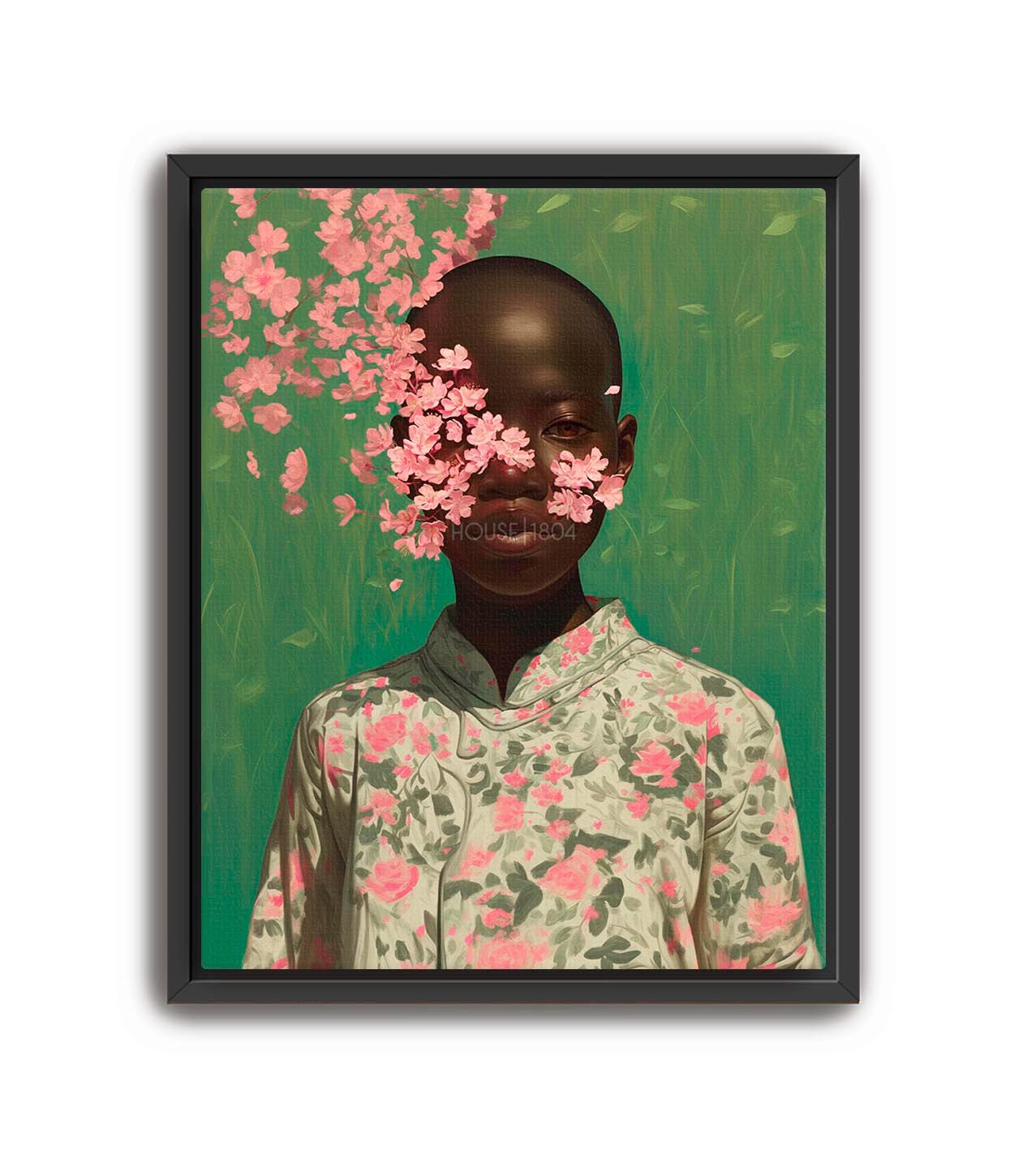 Bald Black Woman Wall Art, Bald Woman Art, Colorful Black Woman Flowers Art, Black Girl Art Prints, African American Wall Art, Modern Black