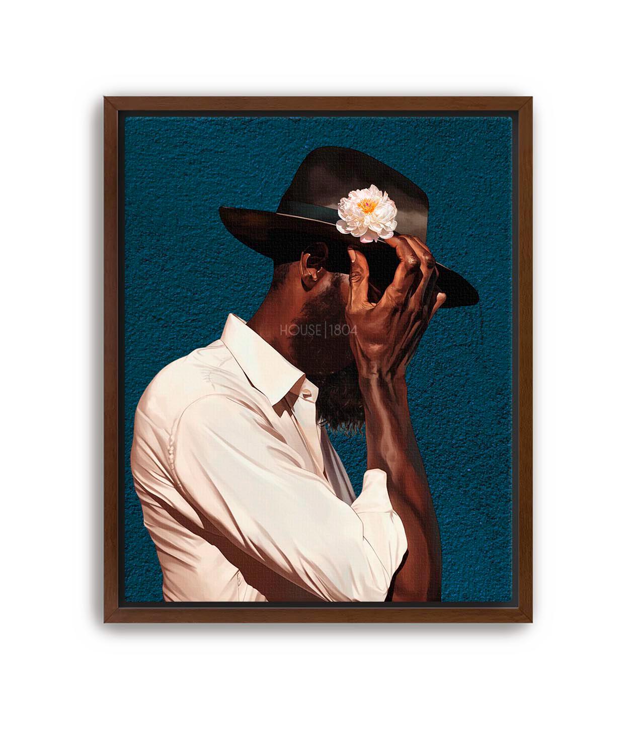 Modern Black Man Art, Black Wall Art, Black Man Floral Print, Black Man Blues, Boho Black Man Fashion Art, Abstract Black Art, Gift for Him