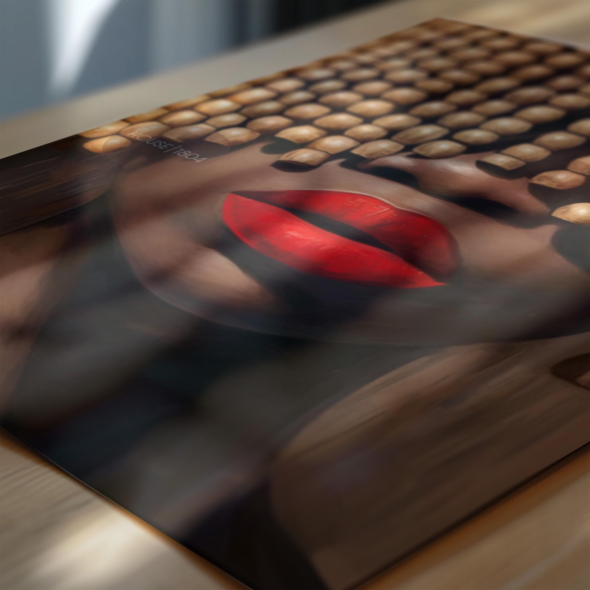 Black Woman Art Print: Beaded Headpiece Wall Art, Bold Black Woman Wall Art, Black Interior Design Print, African American Canvas Decor