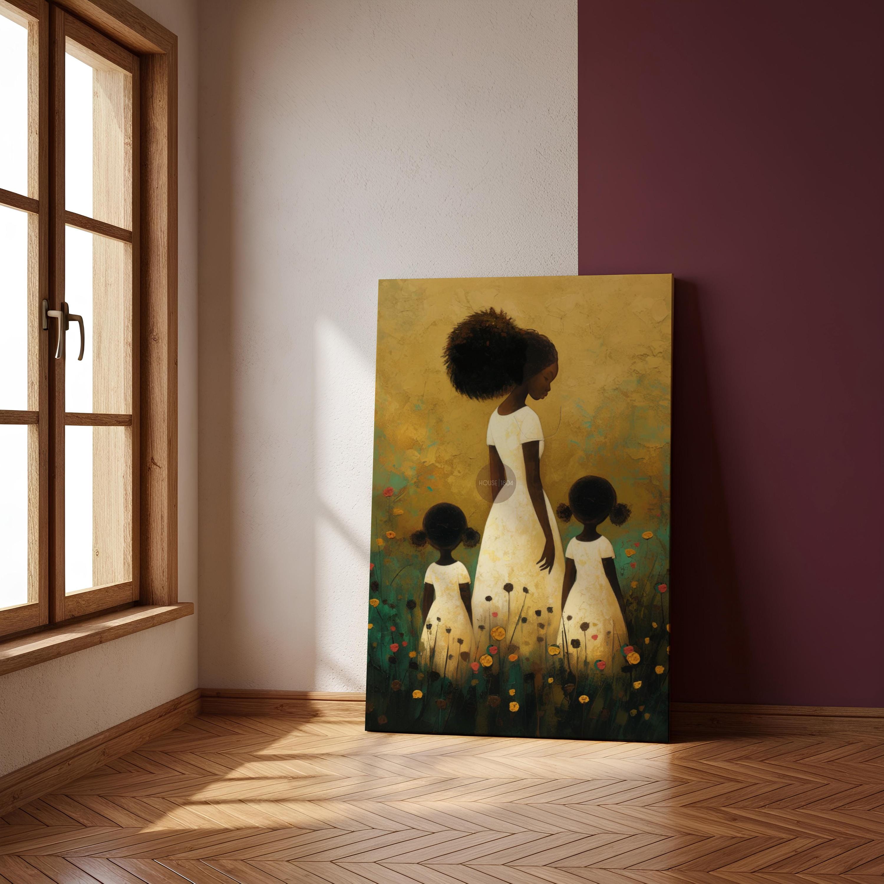 Motherhood Framed Canvas Art, Two daughters