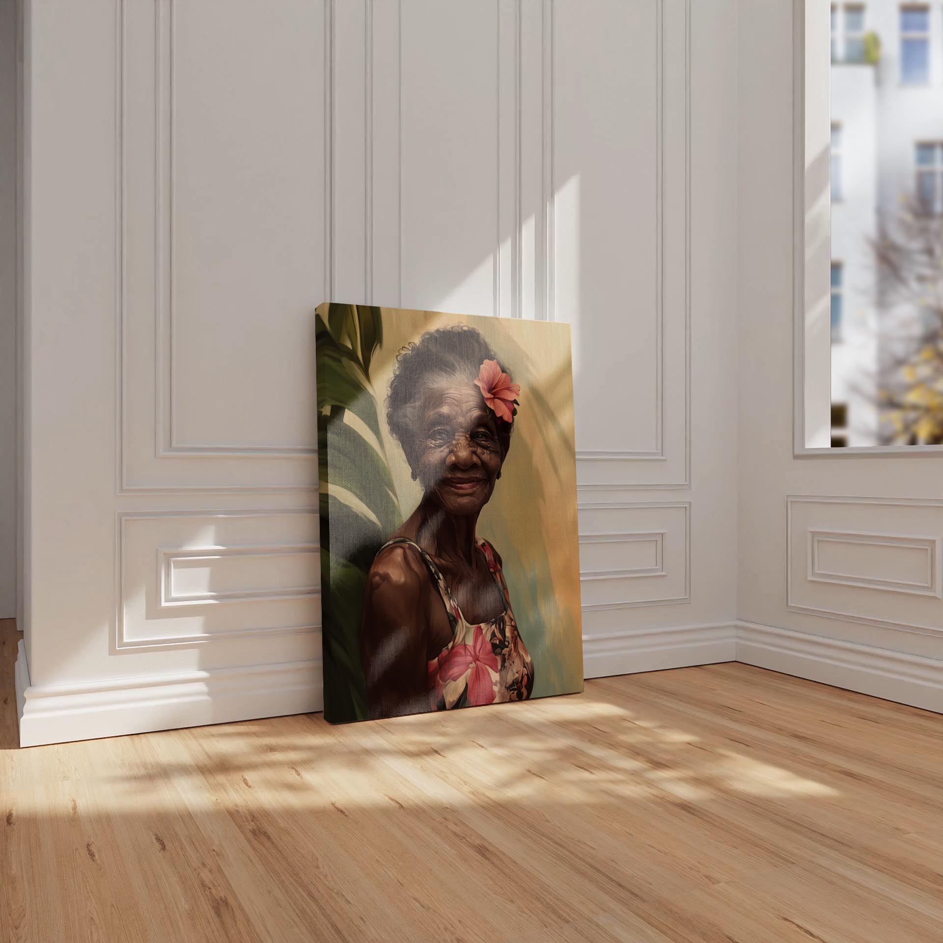 Elder Black Woman Floral Art Print