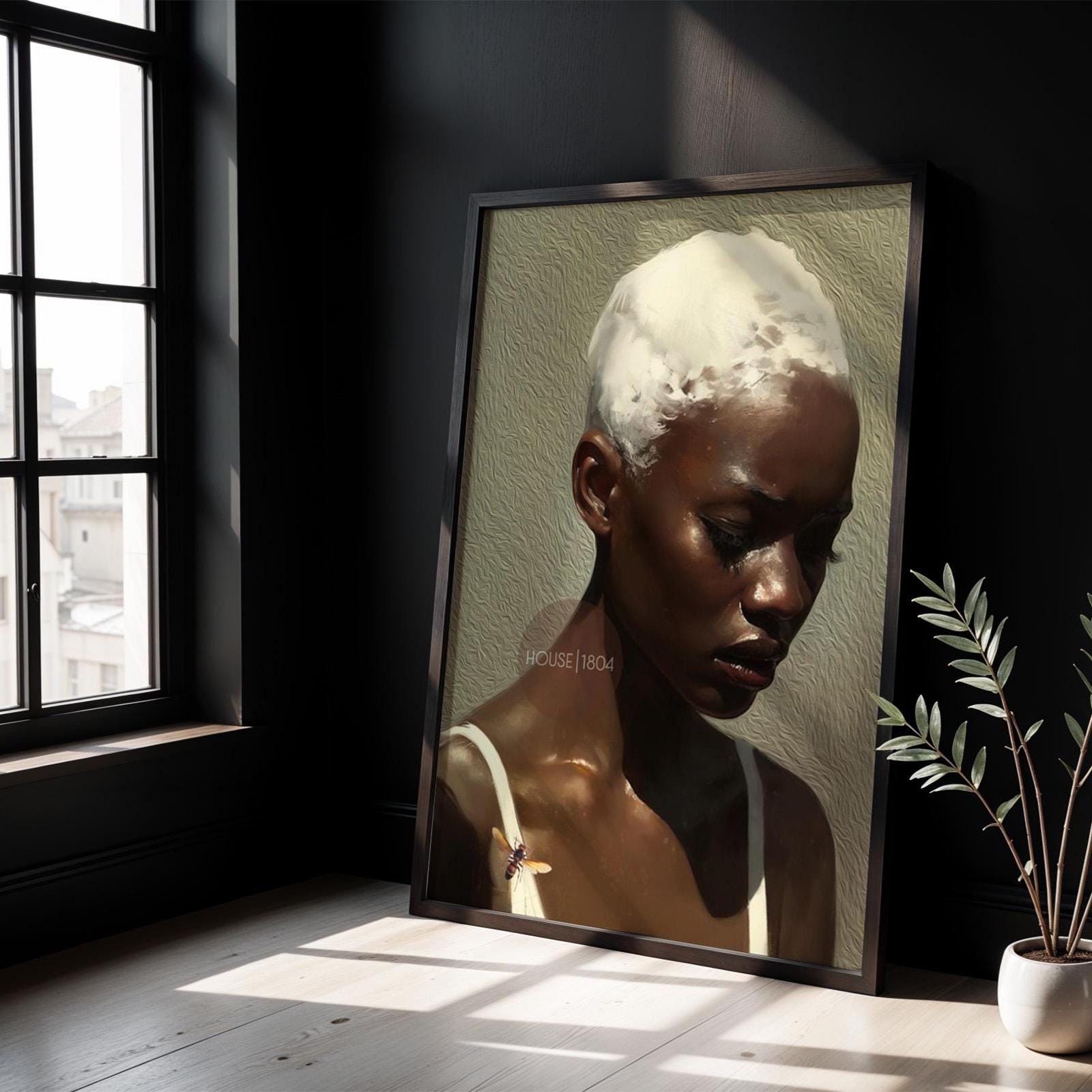 African American Wall Art Print, Modern Minimalist Black Woman Neutral Art