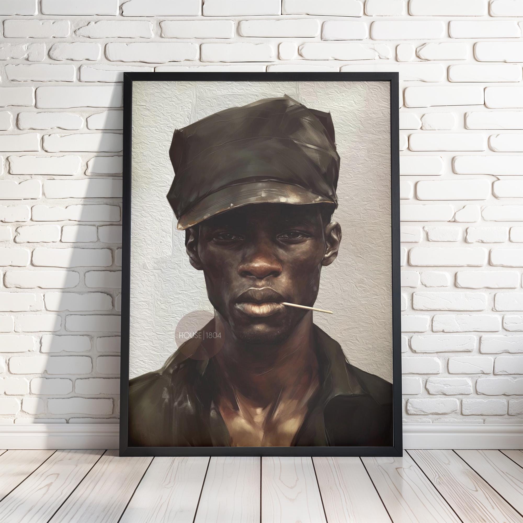 Black Man Art Newspaper Boy Hat Art, Soulful Black Man Canvas Print