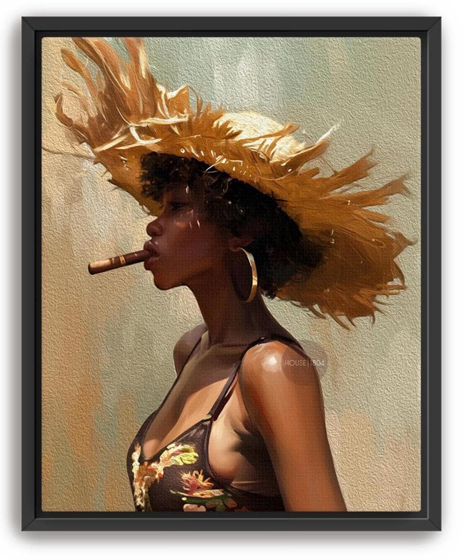 Caribbean Woman Smoking Cigar Canvas