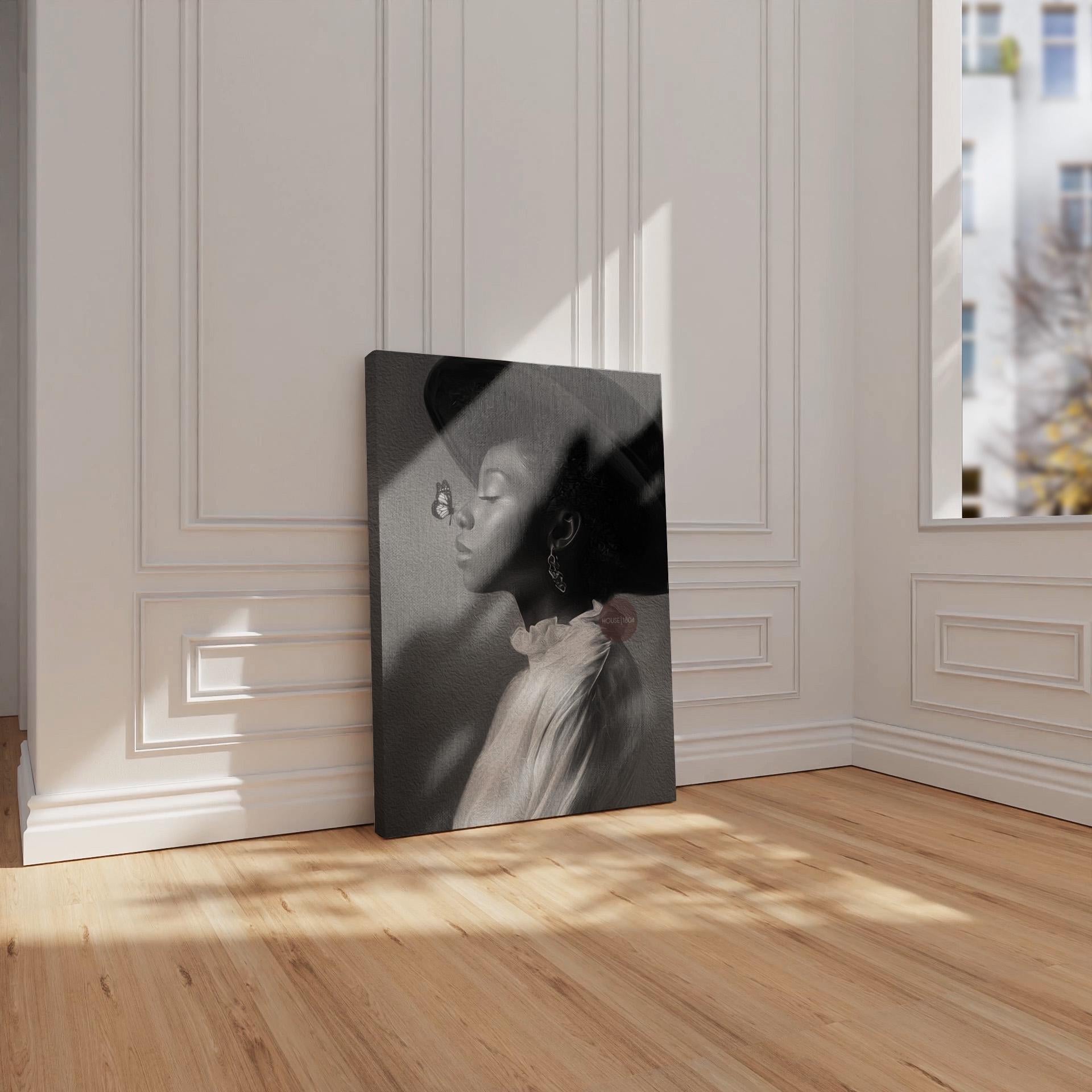 Monochrome Black Woman Portrait Canvas, Black and White Canvas