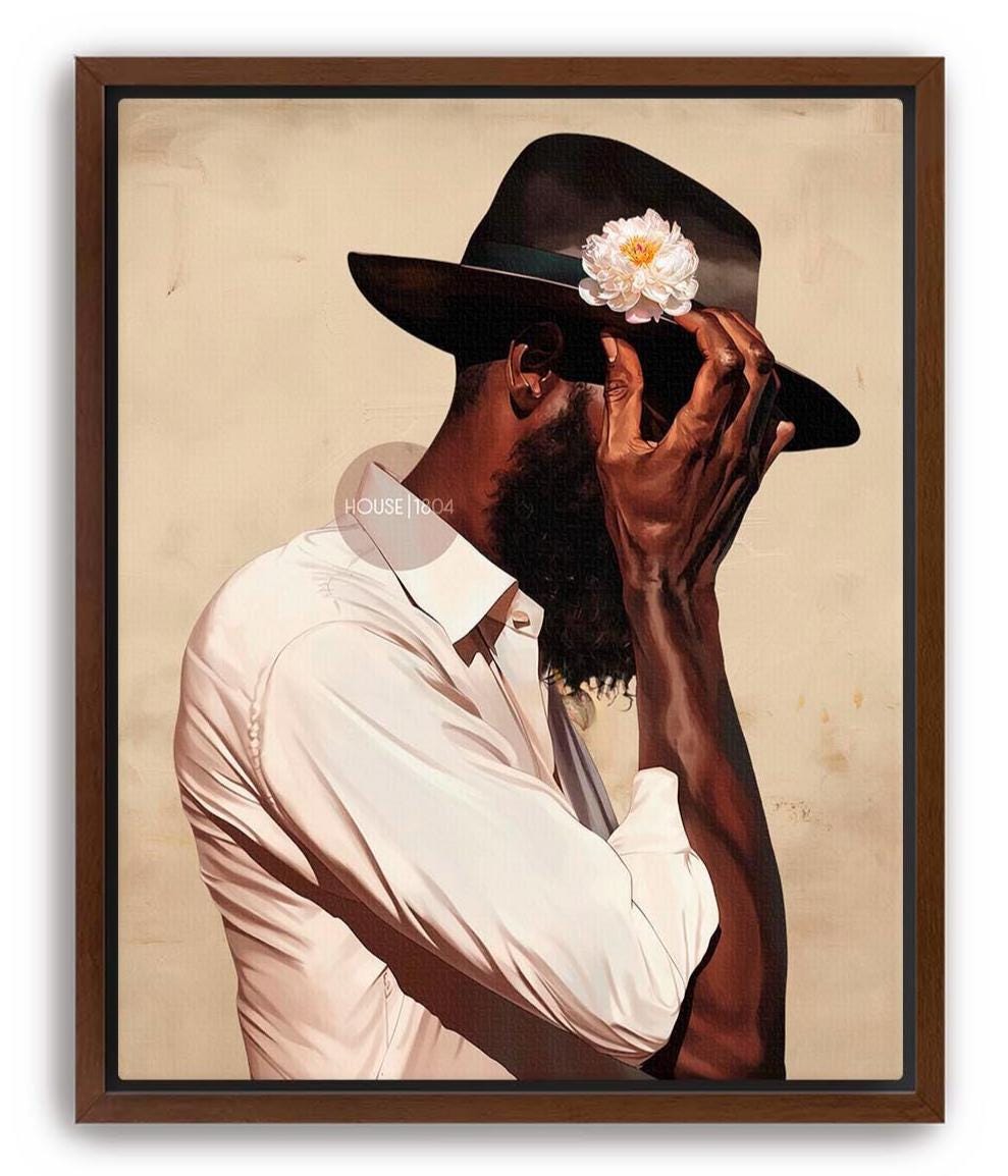 Black Man Portrait Art: Harlem Renaissance Art Print, Beige Background