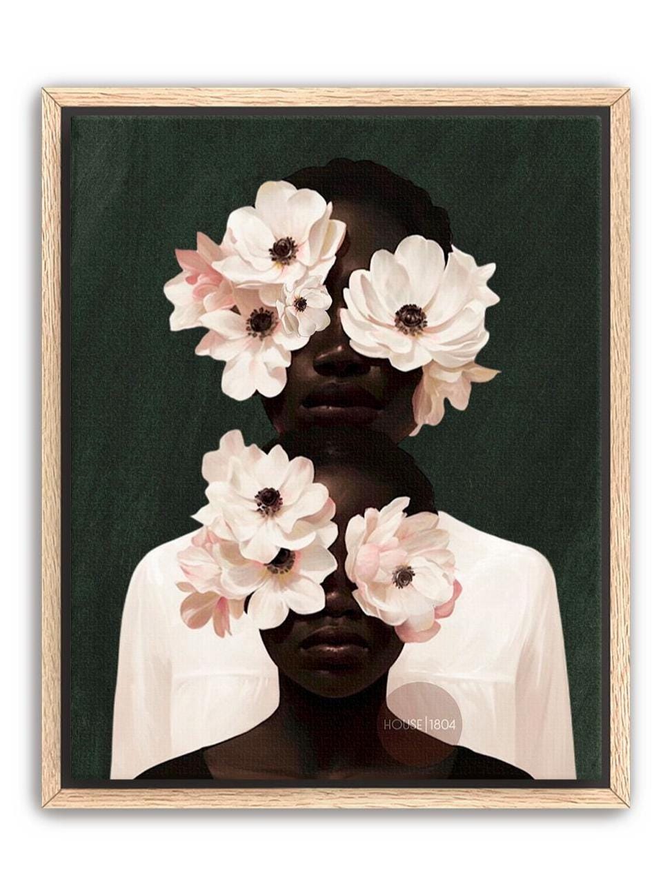 Black Mother and Daughter Canvas Wall Art: Motherhood, African American Family