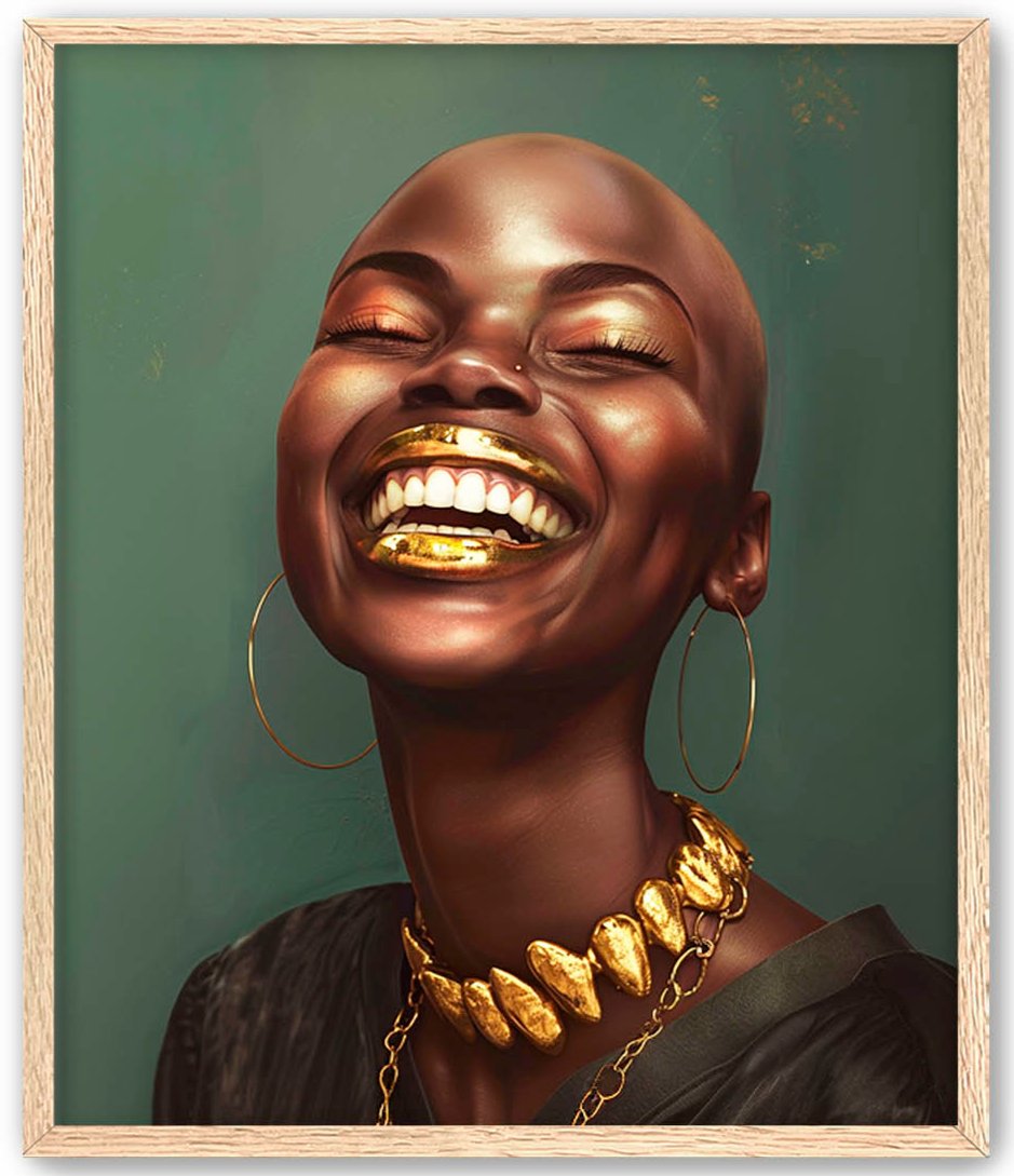Gold and Black Woman Africa American Canvas Art