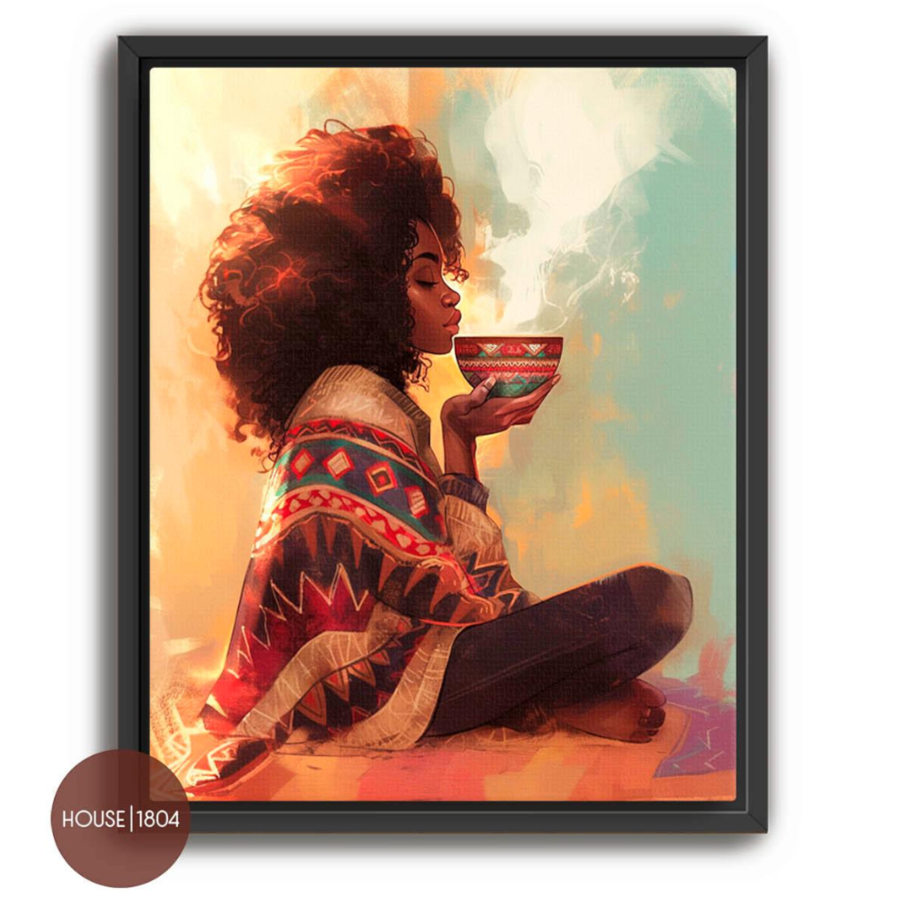 Black Woman Coffee Tea Lover Wall Art