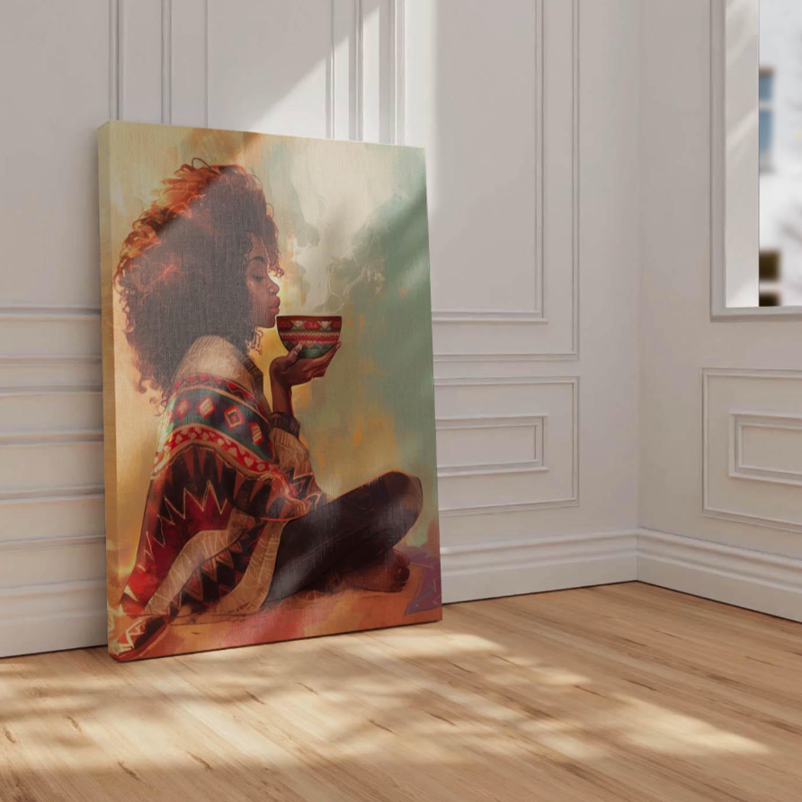 Black Woman Coffee Tea Lover Wall Art