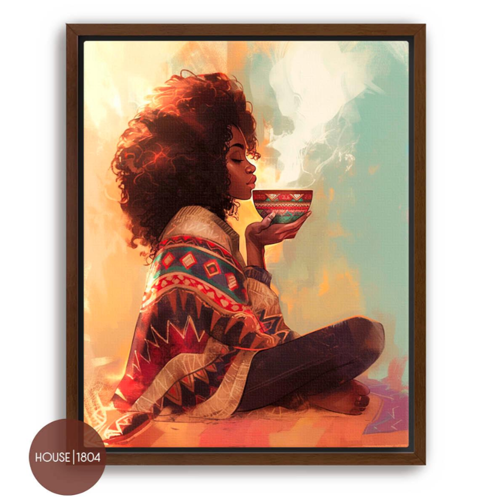 Black Woman Coffee Tea Lover Wall Art