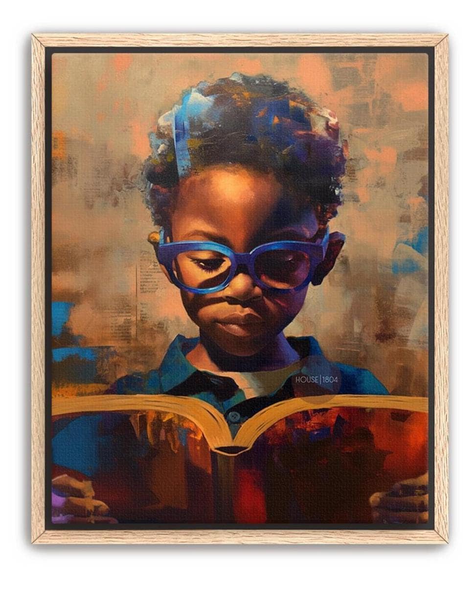 Black Boy Reading Art, Black Boy Joy Reading Poster, Black Boy Nursery Canvas Print, Black Boy Artwork, Black Kid Art