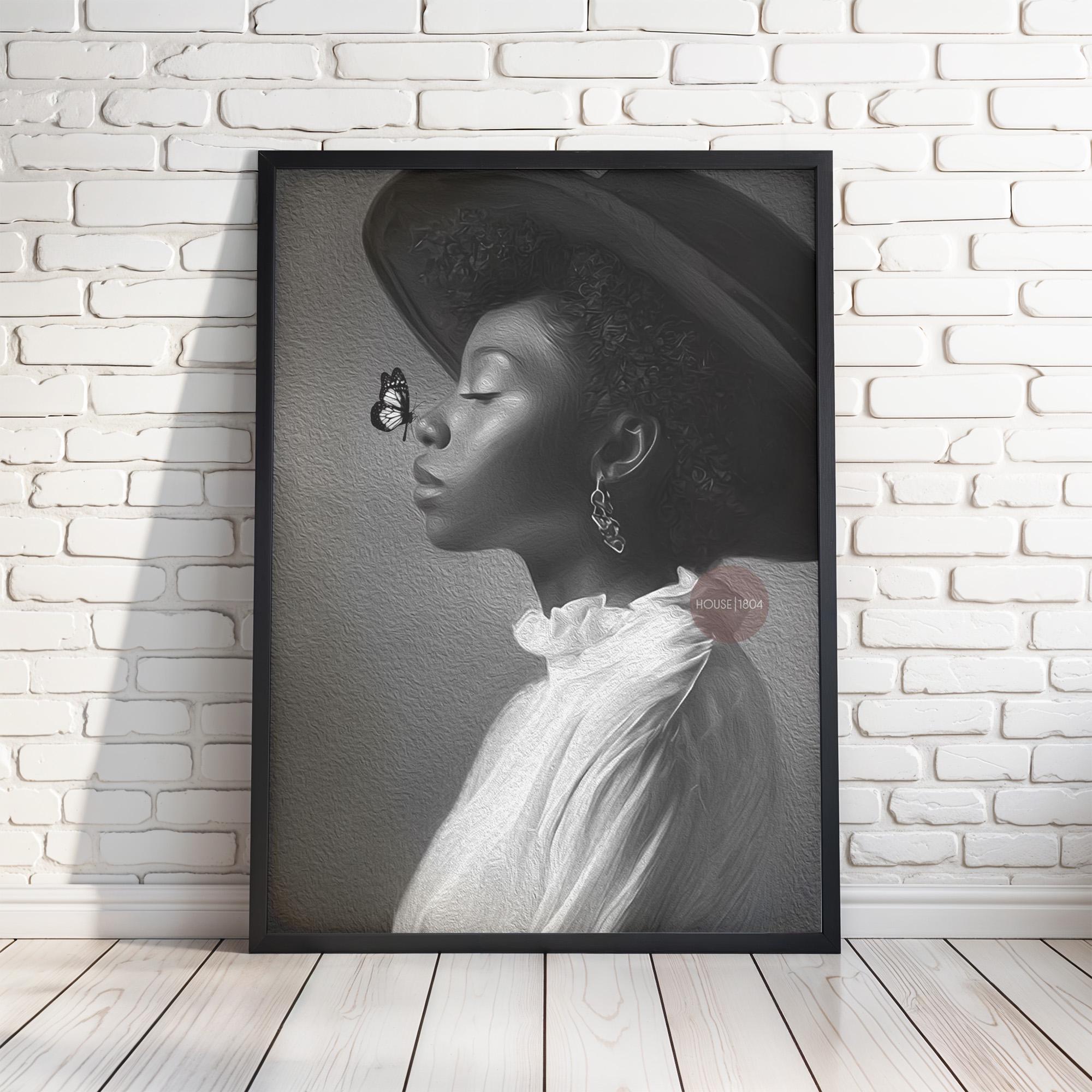 Monochrome Black Woman Portrait Canvas, Black and White Canvas