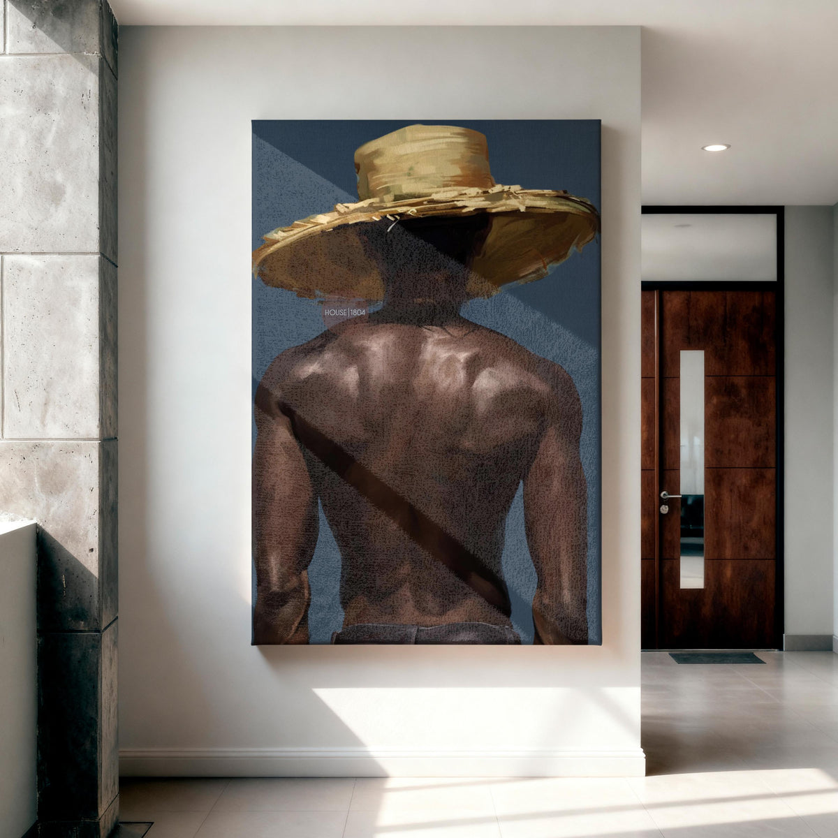 Afro Caribbean Wall Art, Island Black Man Portrait, Deep Blue Sea