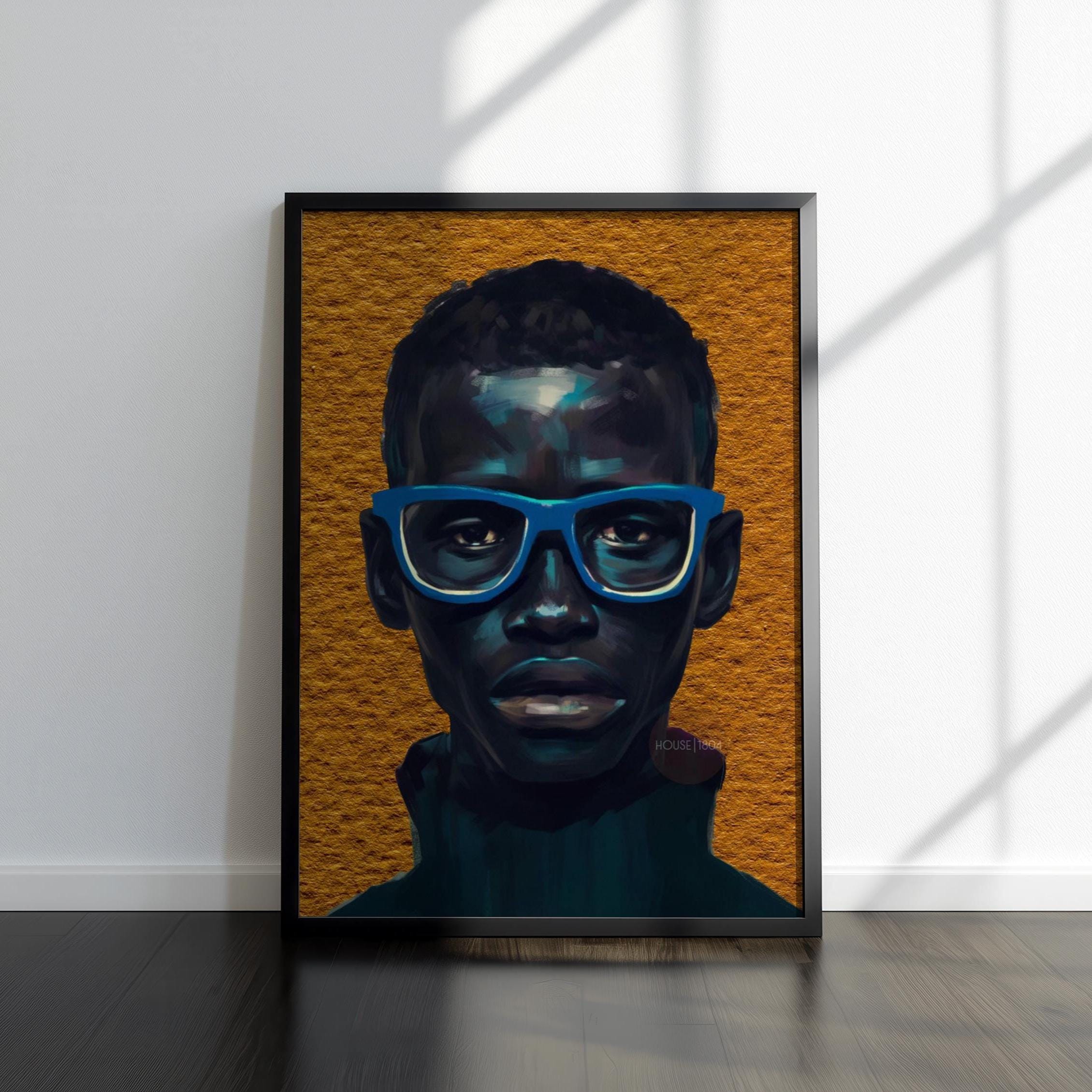 Modern African American Boy Portrait Art: Colorful Canvas Print