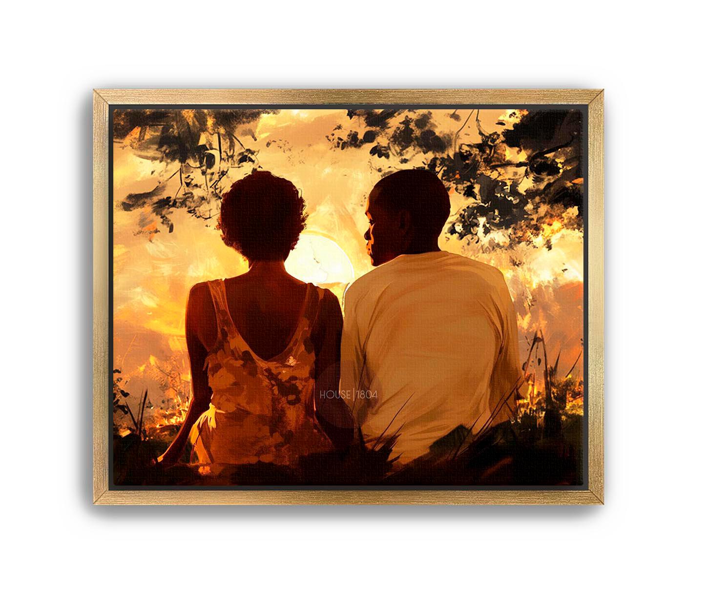 Black Love Canvas Art Print, Black Man and Woman, One Year Anniversary Gift