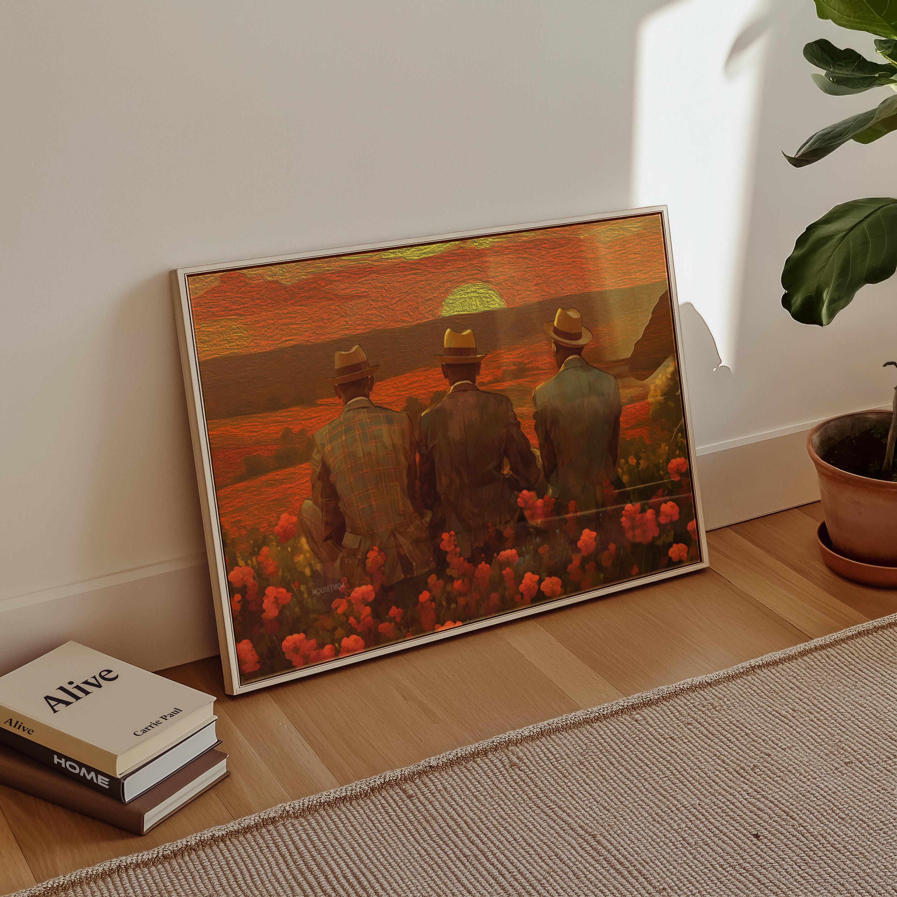 African American Man Canvas, Black Brothers Art, Black Men Wall Art, Brotherhood Art Print, Vintage Style Brotherhood Portrait