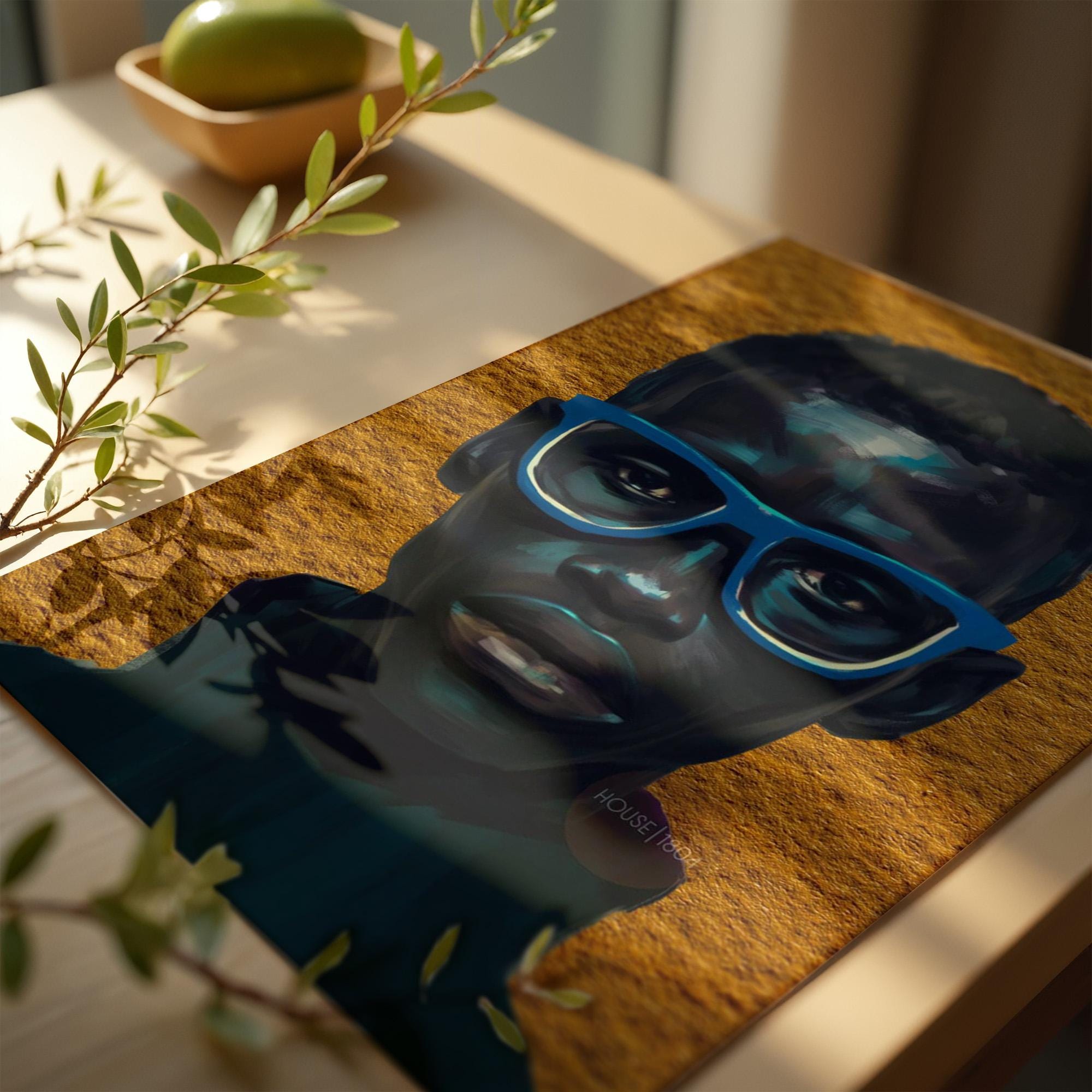 Contemporary African American boy canvas wall art bright modern portrait