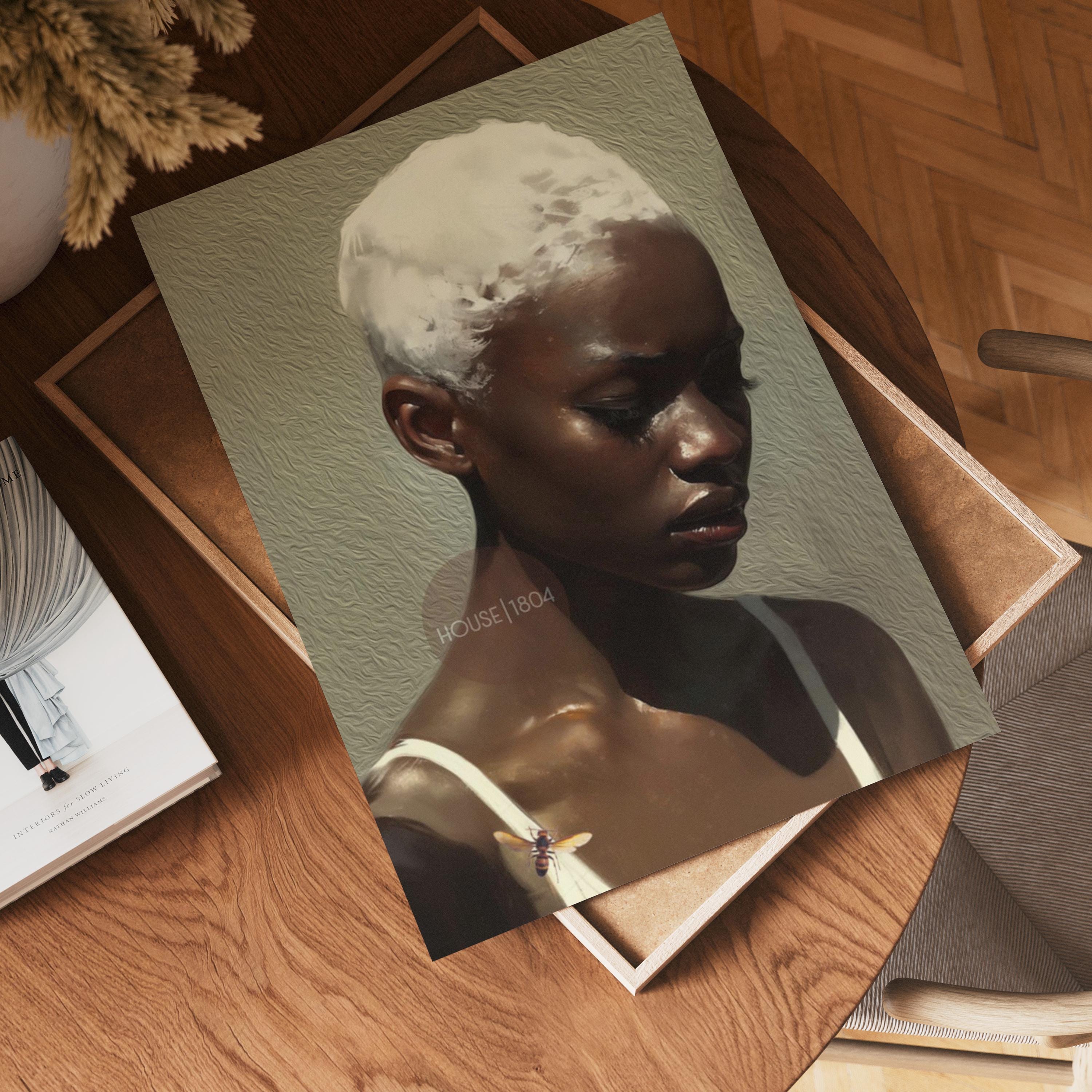 African American Wall Art Print, Modern Minimalist Black Woman Neutral Art