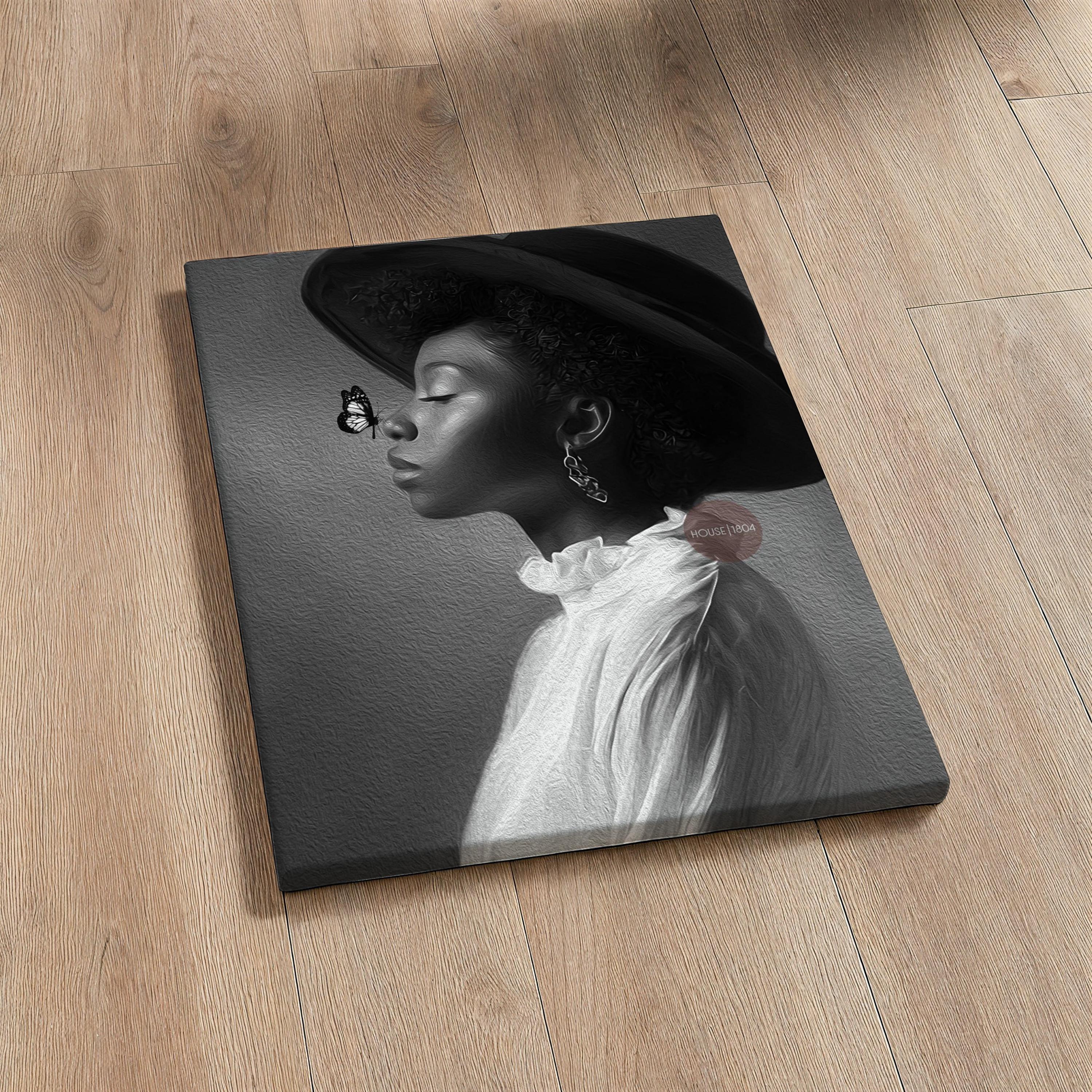 Monochrome Black Woman Portrait Canvas, Black and White Canvas