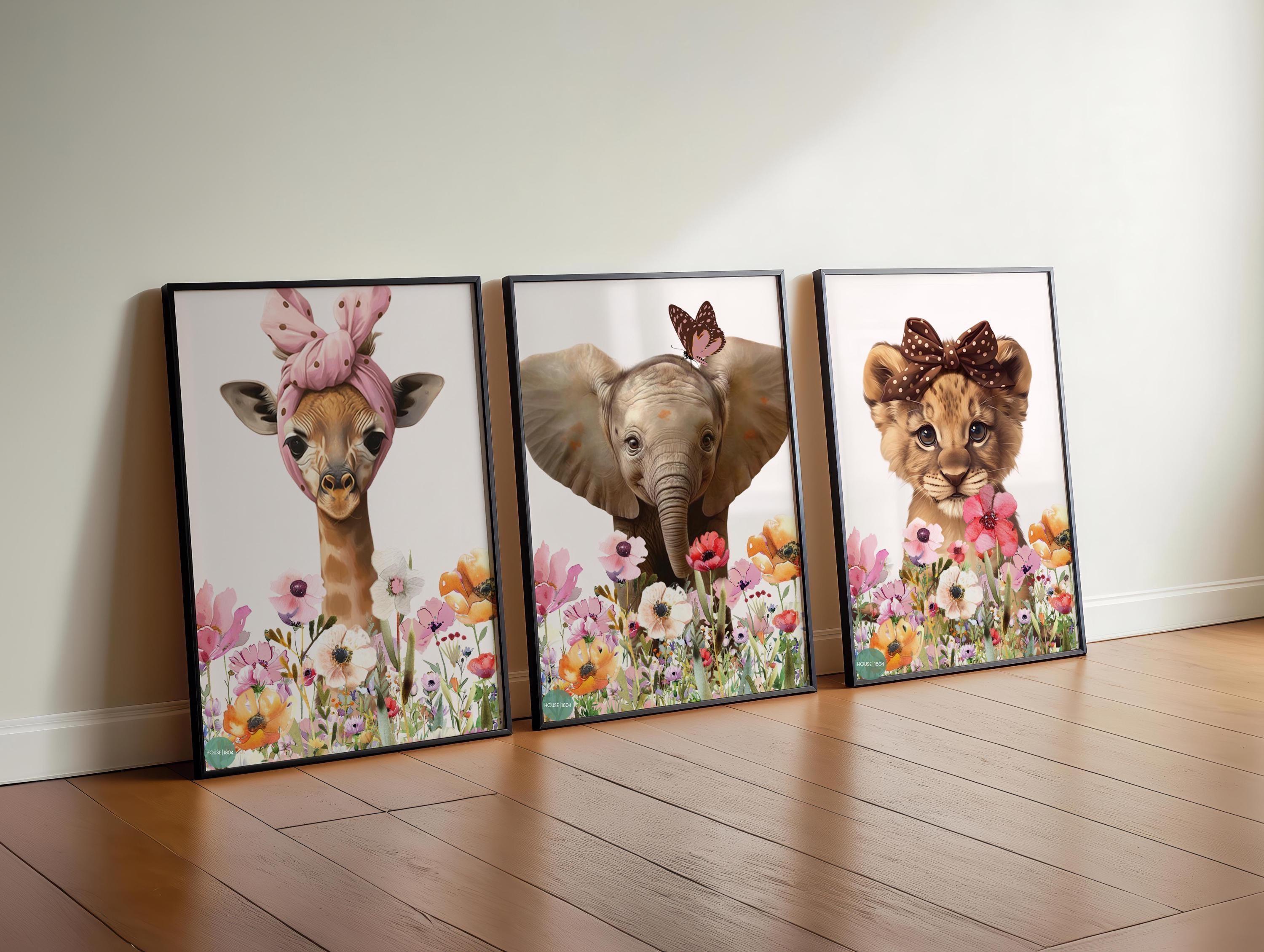 3 Set Wall Art, Girl Nursery Wall Art Set, Black Baby Nursery, Black Girl Nursery Decor, Black Owned Art, Set of 3 Kids Room, Safari Nursery