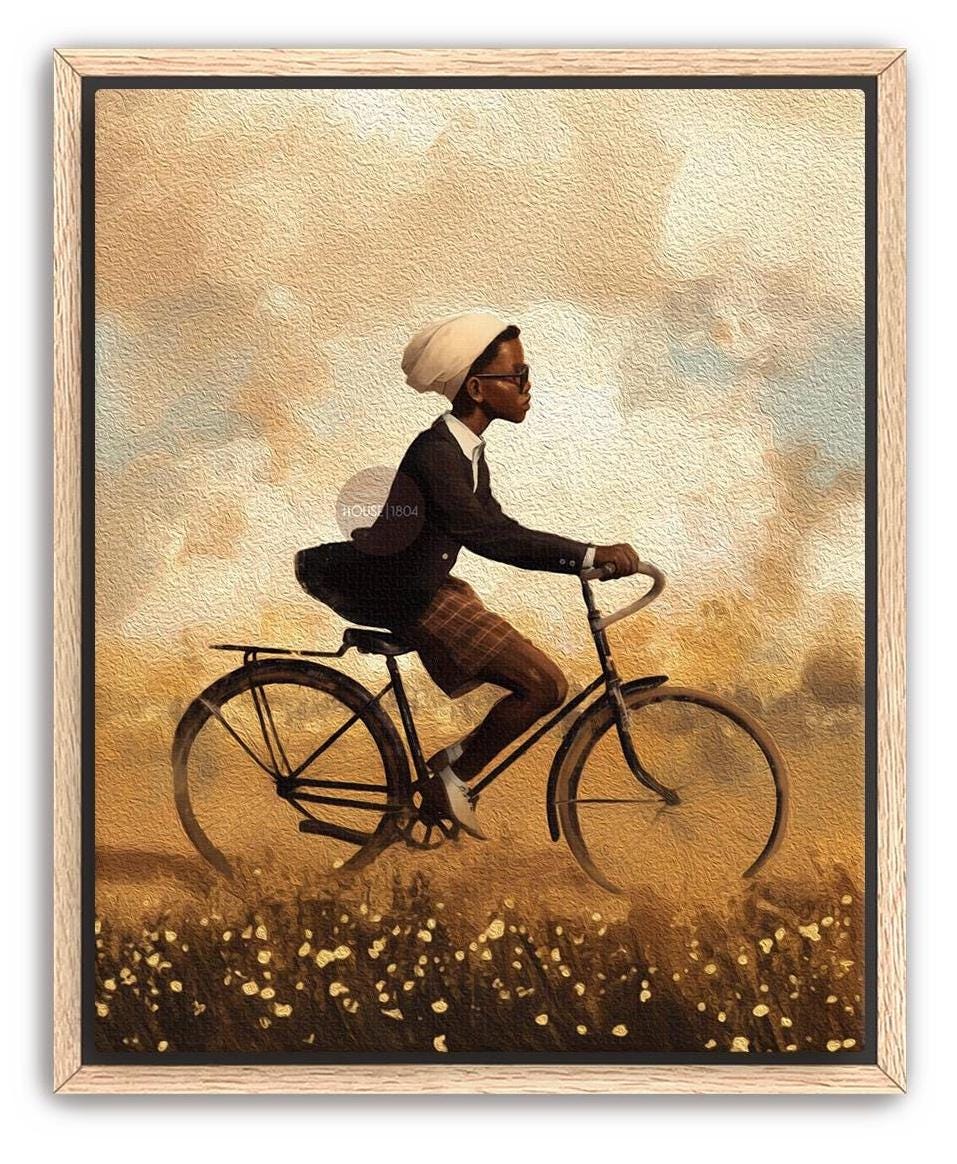 Black Boy Whimsical Framed Canvas Art