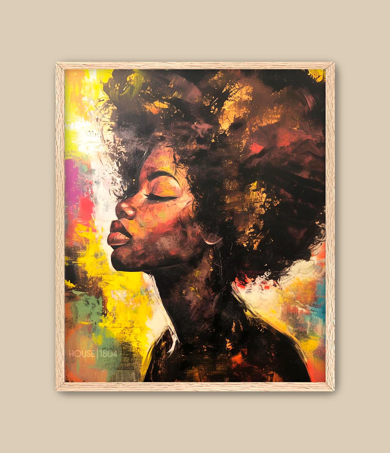 Afro Art Wall Print, Colorful Black Women Canvas, Black Woman Art, Modern Afrocentric Art, African Wall Decor, Boho Art, Abstract Woman Art