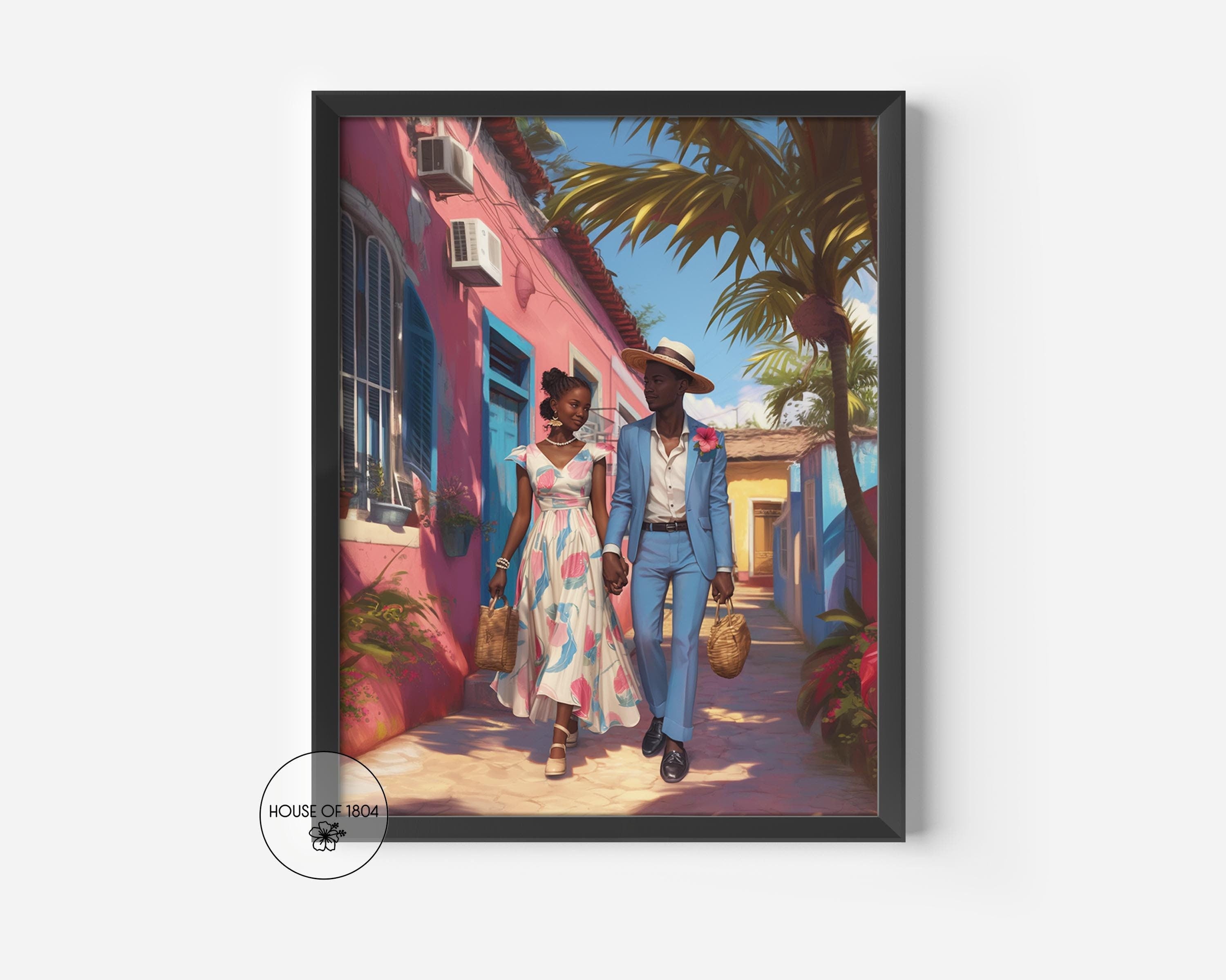 Black Couple Art Print, Sundays Best, Caribbean Woman Art, Black Man Art, Black Home Decor, African American Art Prints, Black Art Framed