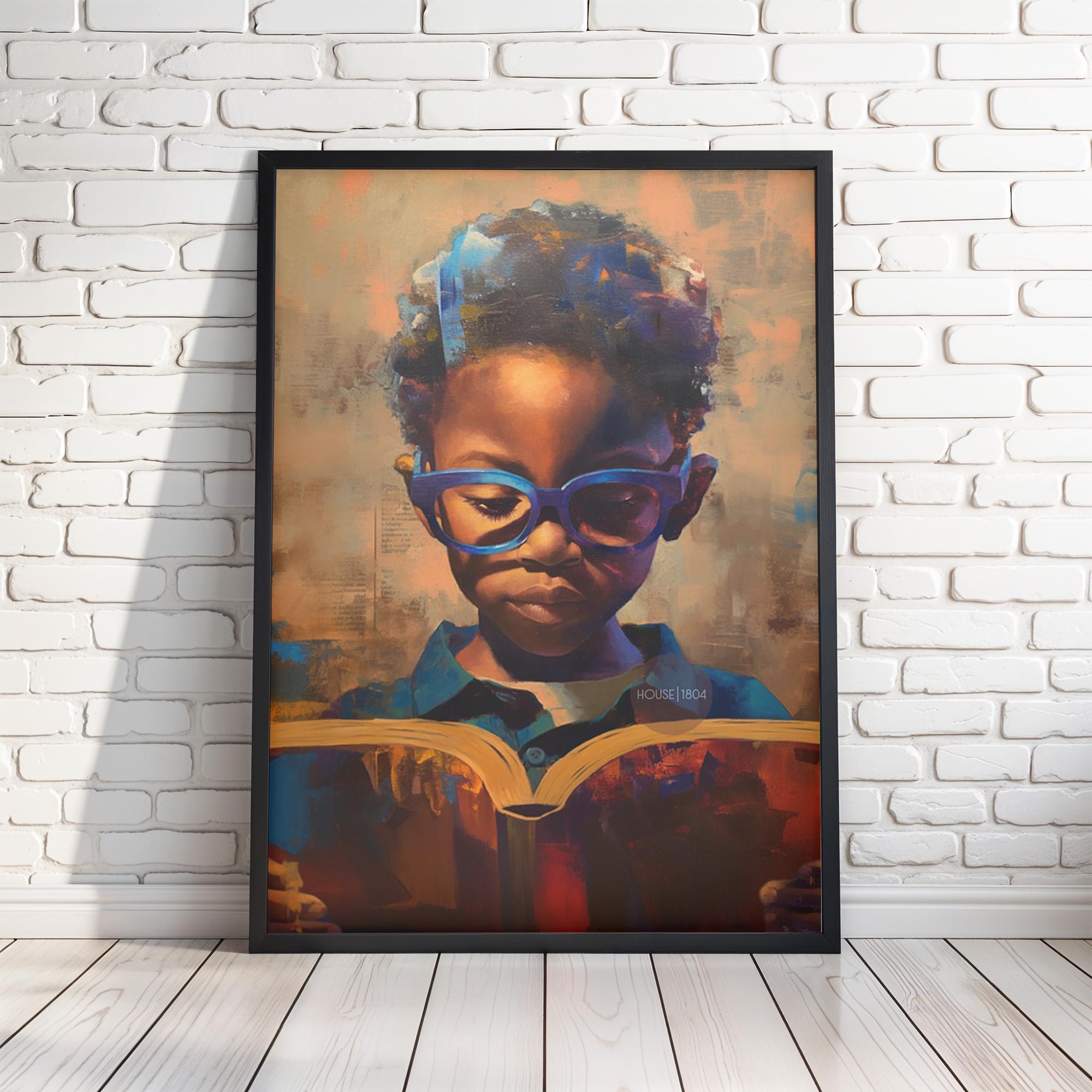 Black Boy Reading Art, Black Boy Joy Reading Poster, Black Boy Nursery Canvas Print, Black Boy Artwork, Black Kid Art