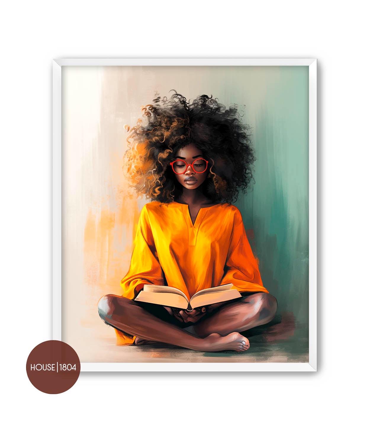 Black Woman Reading Poster, Black Bohemian Art, Black Woman Wall Art, Black Wall Art, African Woman, Black Girl Art, Black Woman Relaxing