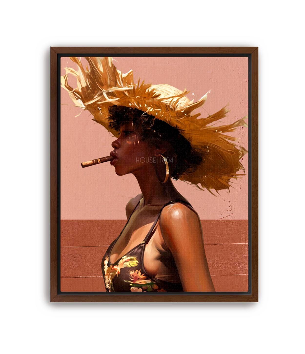 Black Woman Art, Black Woman Decor, Black Woman Gift, Black Woman Hat Portrait, Gift For Black Woman, Black Girl Art Print, Caribbean Art