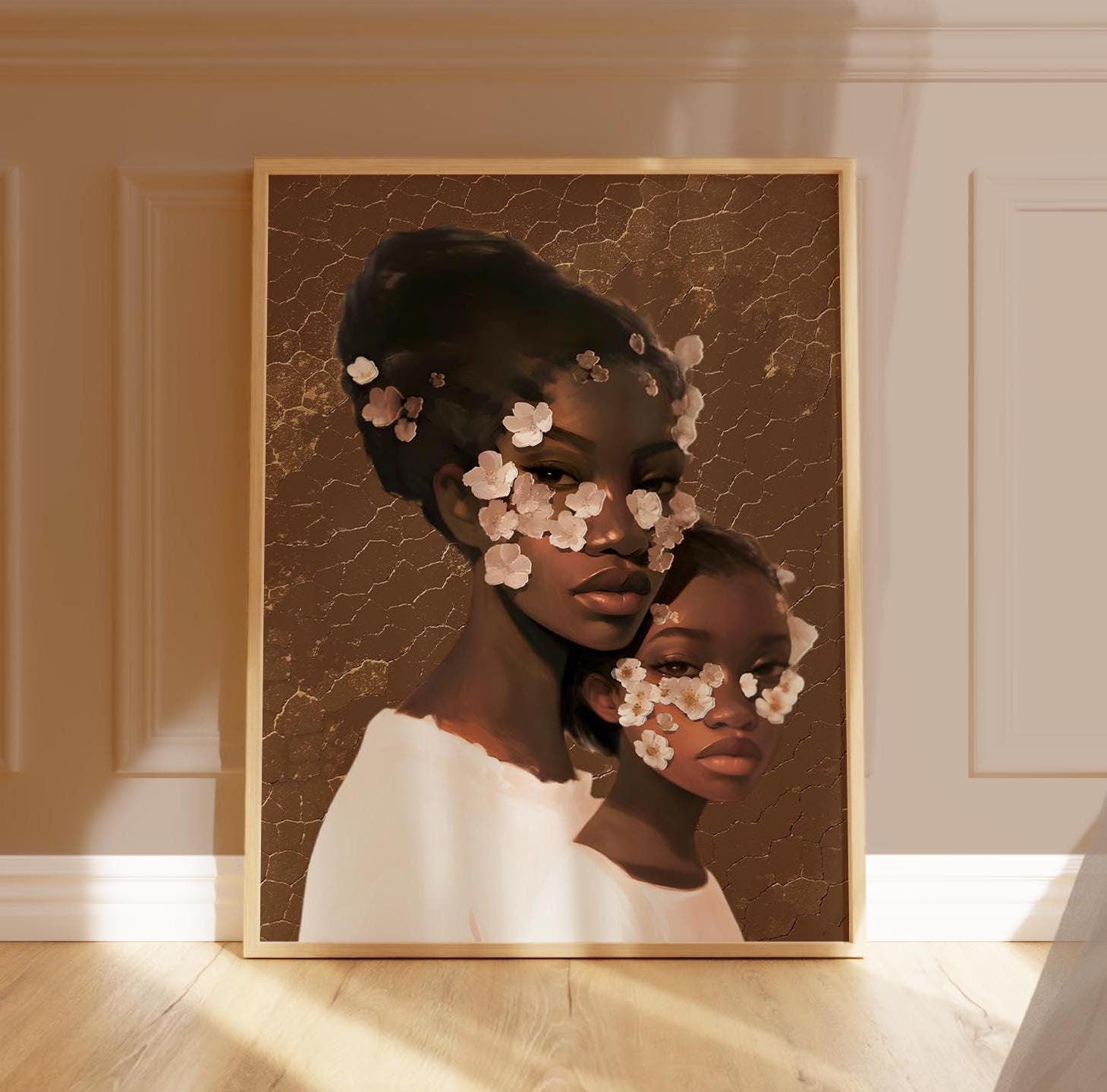 Black Mothers Day Gift, Black Mother and Daughter Art, Black Mommy and Me Art, African American Family Art Print, Black Woman Art Print