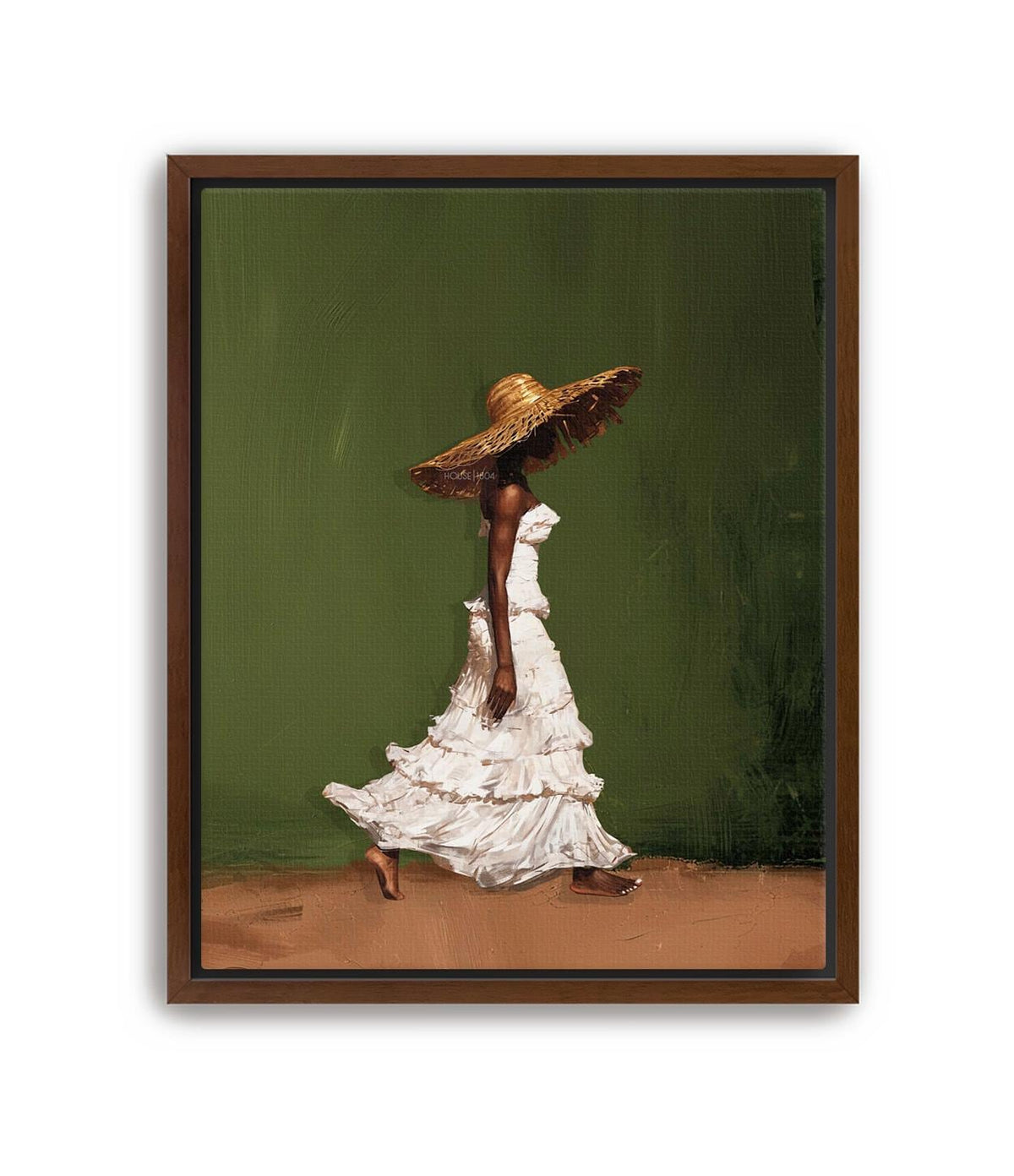 Afrocentric Wall Art, Black Woman Olive Green Boho Portrait Print