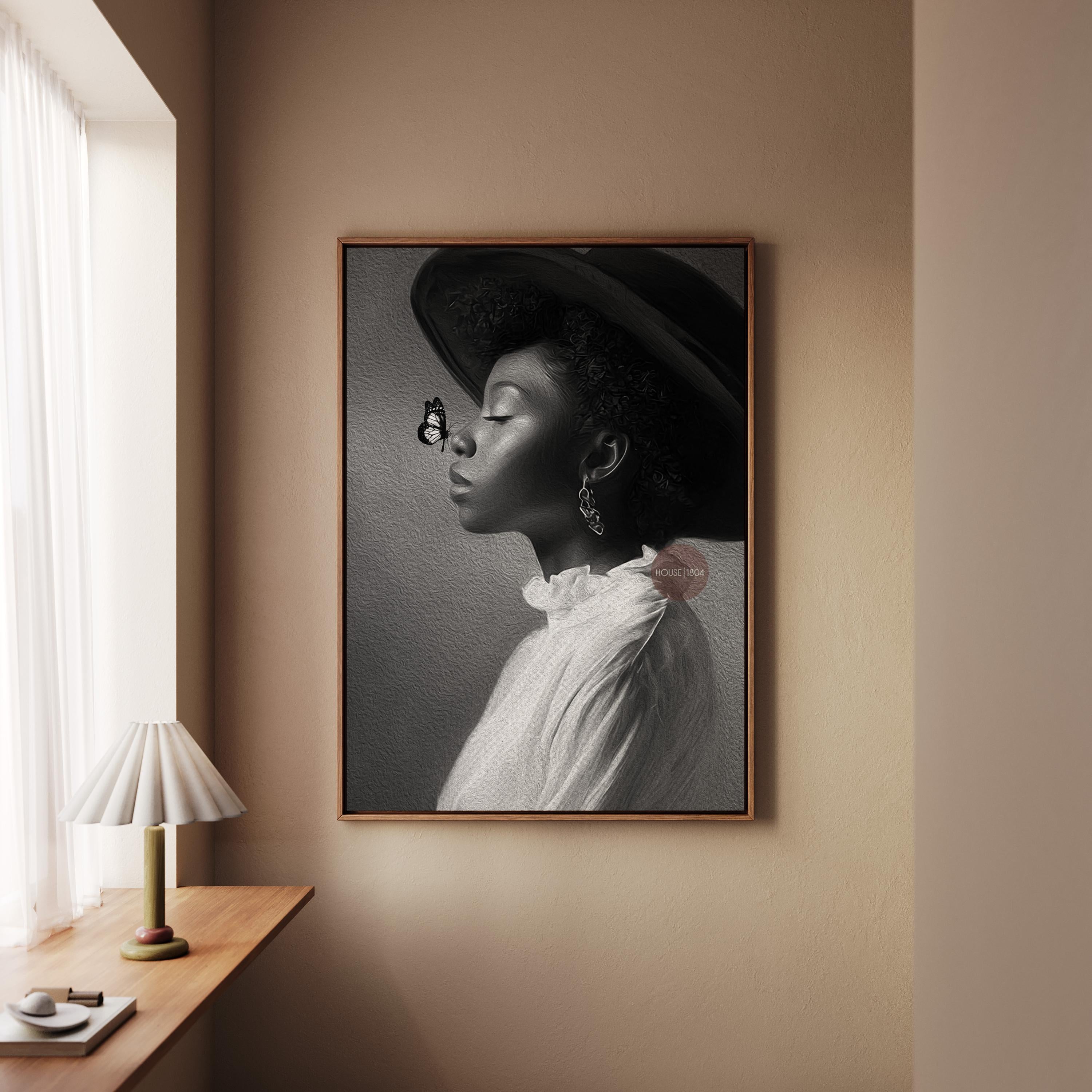 Monochrome Black Woman Portrait Canvas, Black and White Canvas
