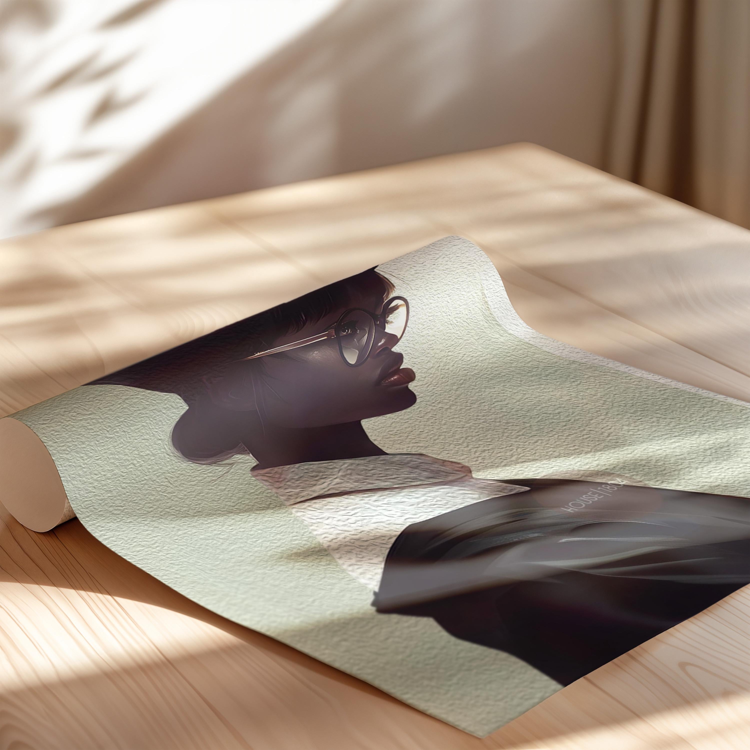 Black Woman Hat Canvas Art, Minimalist