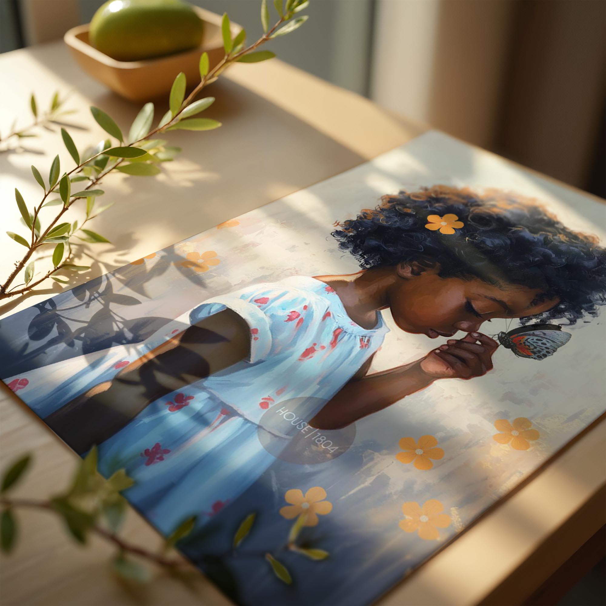 Black Kids Art Prints: African American Girl, Black Folk art, Kids Art Canvas Print